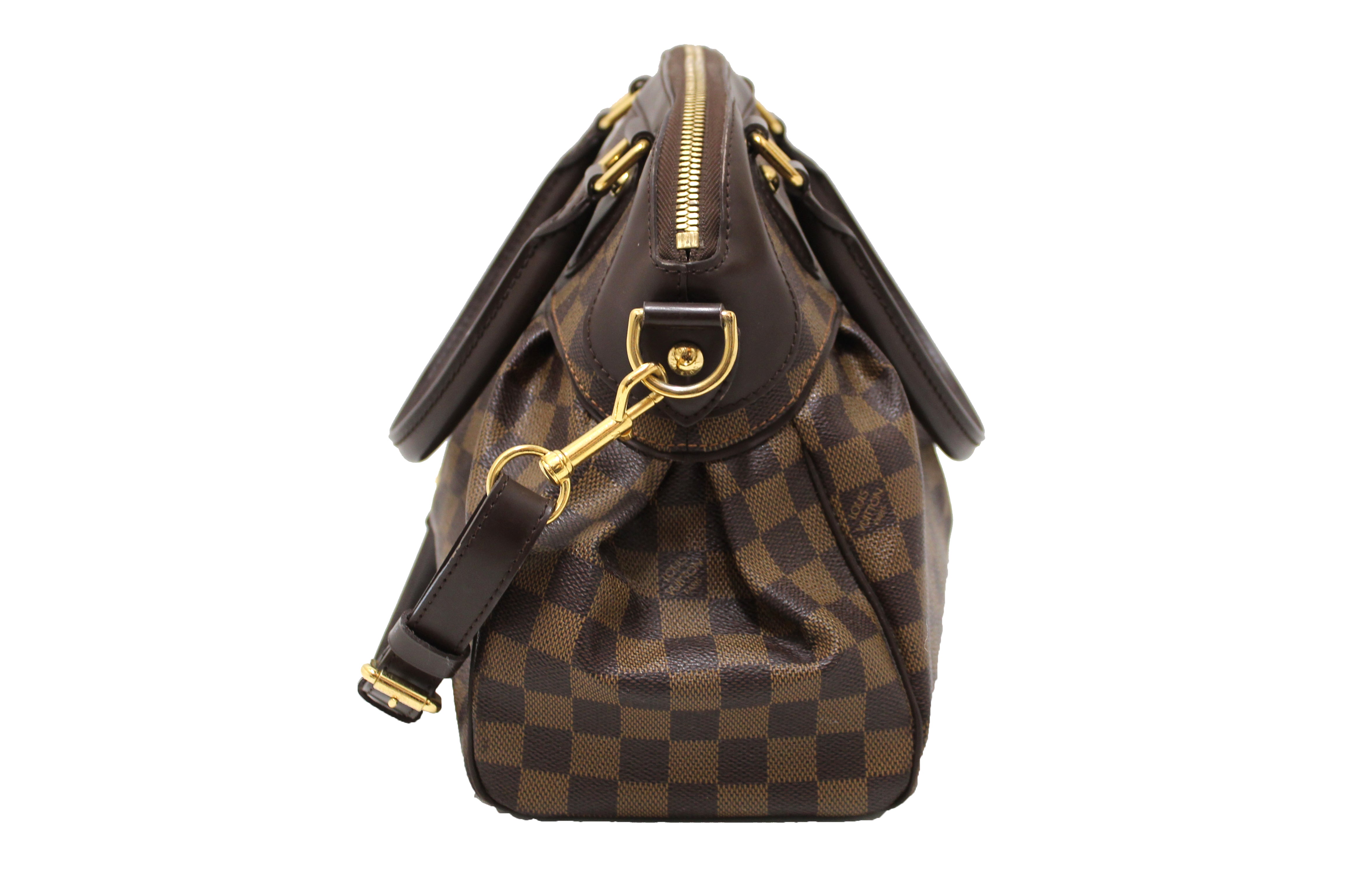 Authentic Louis Vuitton Damier Ebene Canvas Trevi PM Shoulder Bag for Women - Luxury Designer Handbag with Gold-Tone Hardware, Perfect for Work, Travel & Everyday Use