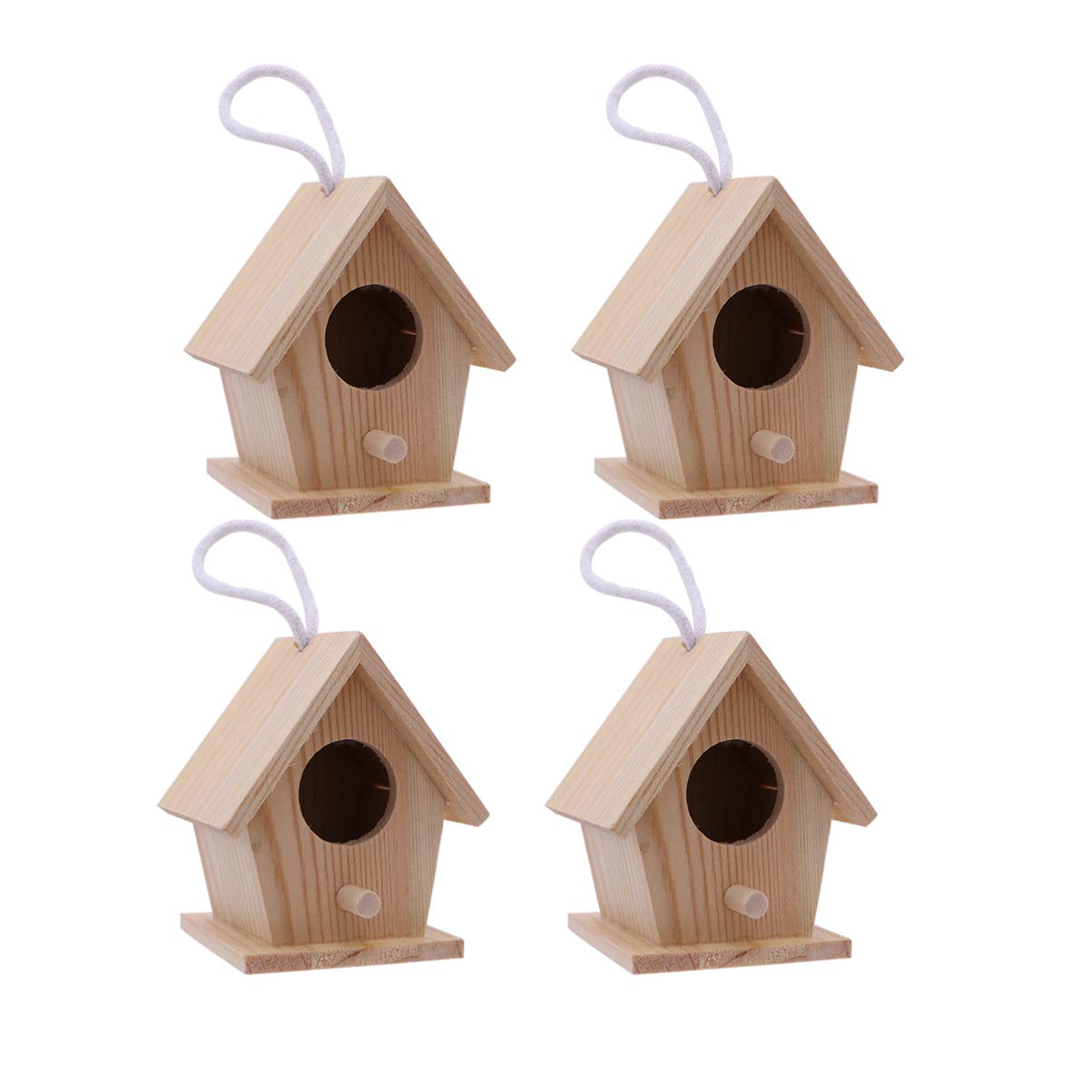 EXCEART Mini Hanging Bird House - Wooden Log Cabin Decor for Parrots, Crafts & Kids Room | Outdoor Garden Ornament, DIY Home Decoration, Unique Gift Idea for Bird Lovers