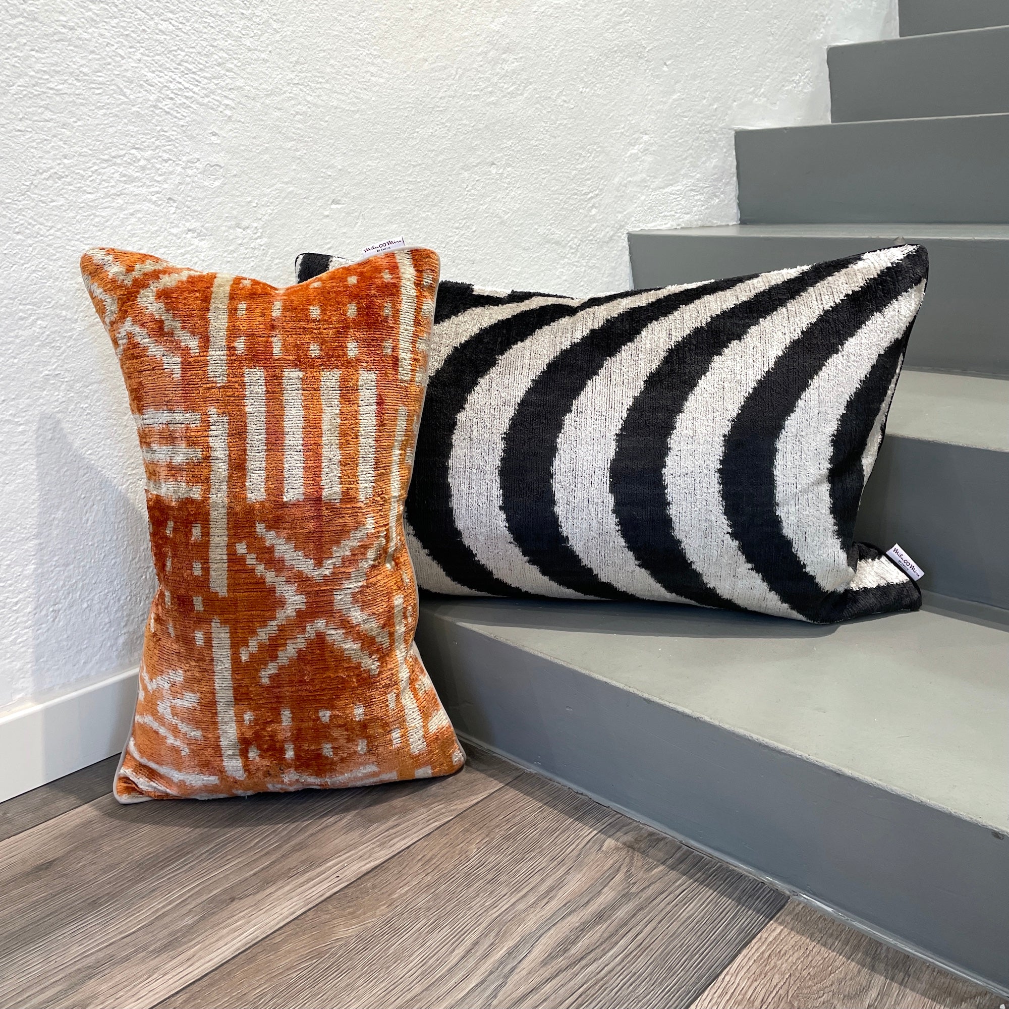 Velvet Ikat Cushion Cover - Life on Mars Design | Soft Decorative Throw Pillow for Sofa, Bed & Home Decor | Perfect for Living Room, Bedroom & Bohemian Style Interiors