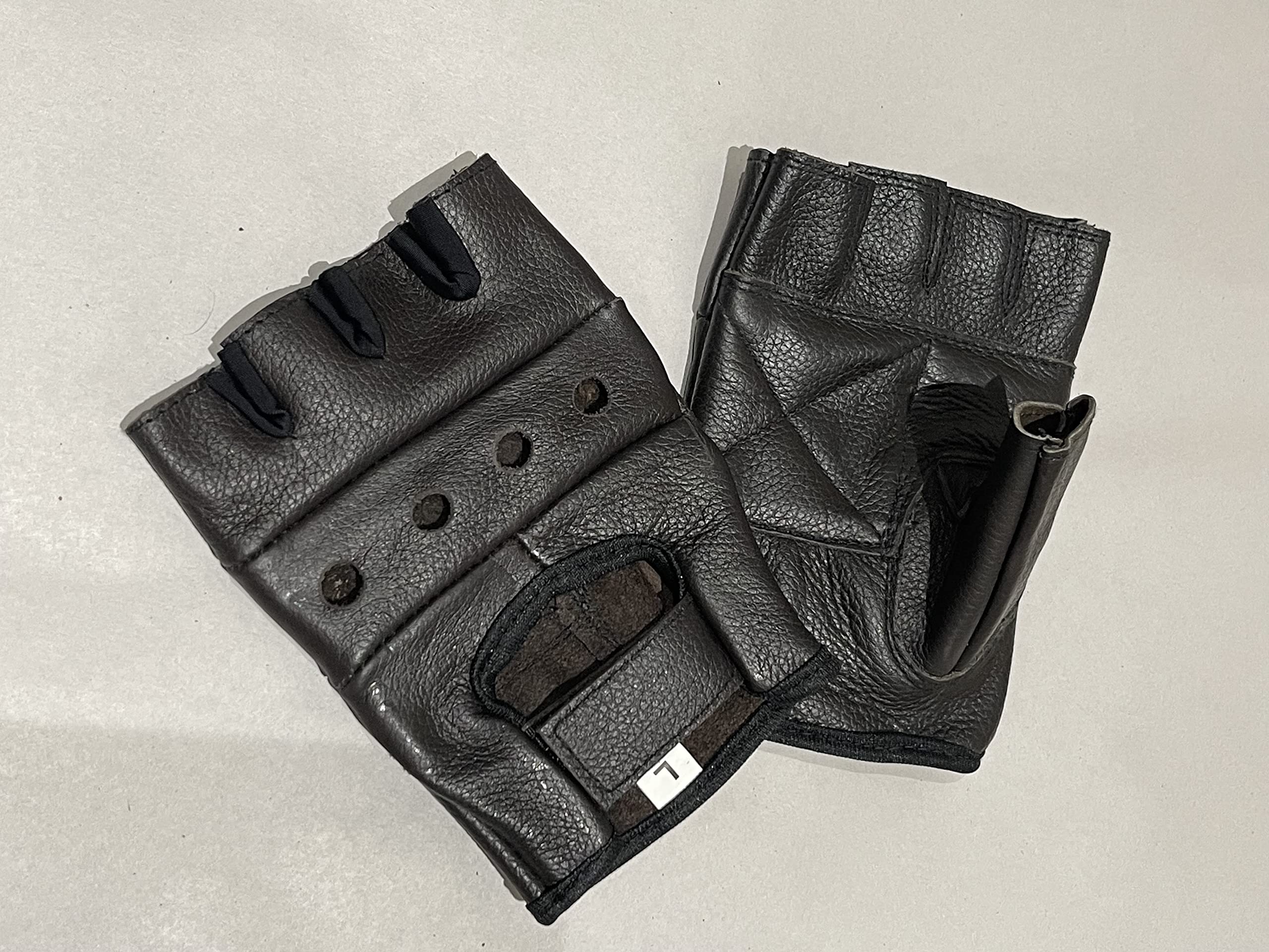 Premium Leather Fingerless Motorcycle Gloves for Men - Comfortable & Durable Riding Gloves for Bikers, Cruisers & Urban Commuters