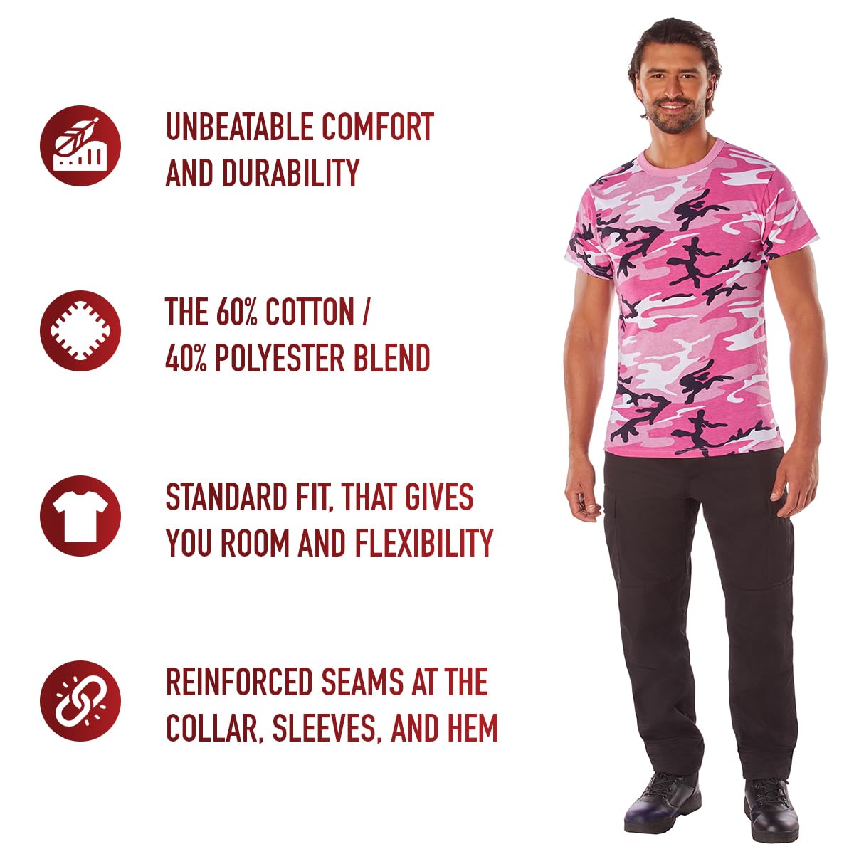 Rothco Camo T-Shirt - Durable Military Style Cotton Tee for Men | Tactical Outdoor Wear, Hunting & Casual Everyday Use