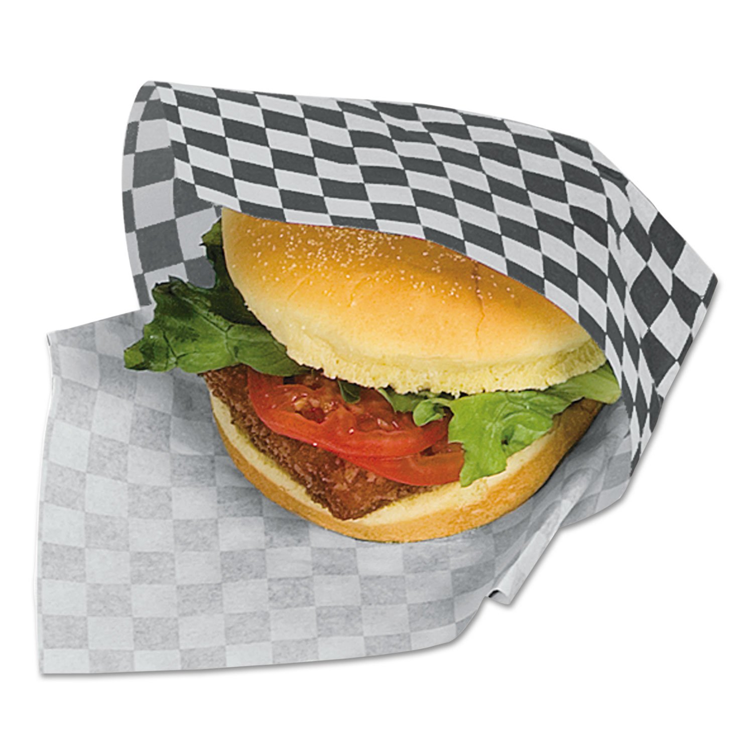 Bagcraft 057800 Black Checker Grease-Resistant Paper Wrap & Liners - 12