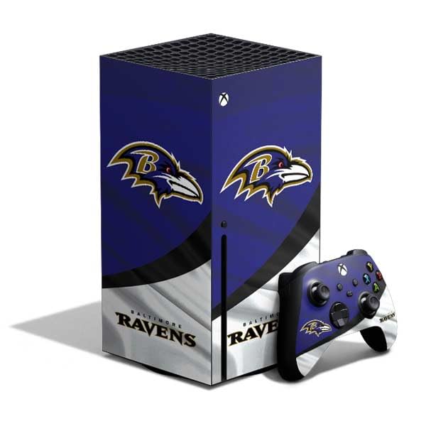 Officially Licensed NFL Baltimore Ravens Xbox Series X Bundle Gaming Skin Decal - Custom Protective Cover for Enhanced Gaming Experience