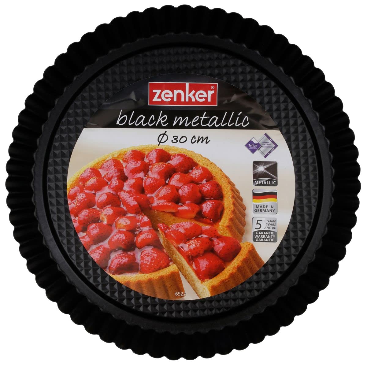 Zenker 11.81 Inch Non-Stick Pie Pan - Black Metallic Baking Dish for Apple, Pumpkin & Cherry Pies - Perfect for Thanksgiving, Christmas & Holiday Baking