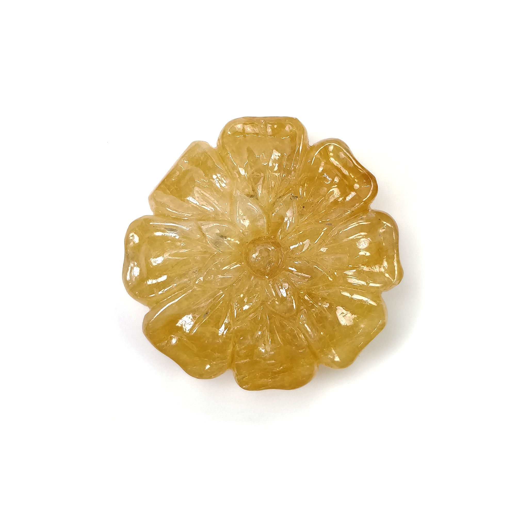 Natural Untreated Burmese Yellow Sapphire Gemstone Carving - 75.50cts, 38.5mm Unique Uneven Shape | Handcrafted Jewelry Making, Meditation Stone & Luxury Gift Idea