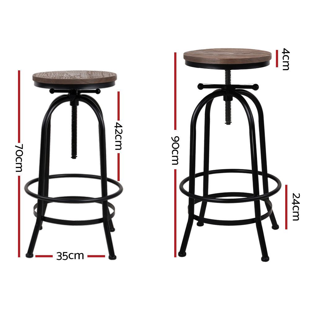 Artiss Adjustable Wood Bar Stools - Modern Kitchen & Dining Room Counter Height Chairs for Home & Bar Use