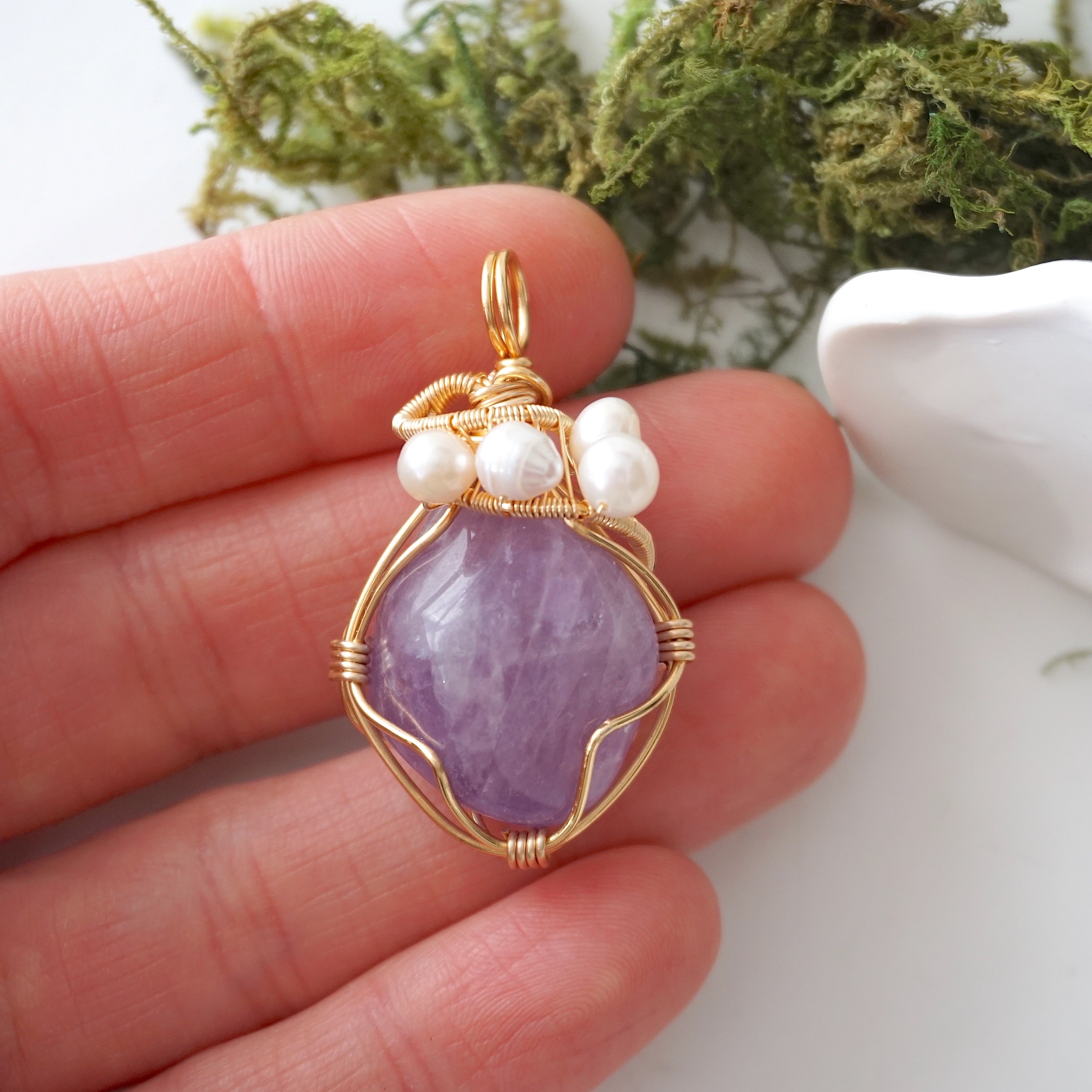 Elegant Amethyst & Pearl Necklace - 14K Gold Plated Jewelry for Women | Perfect for Weddings, Parties & Special Occasions