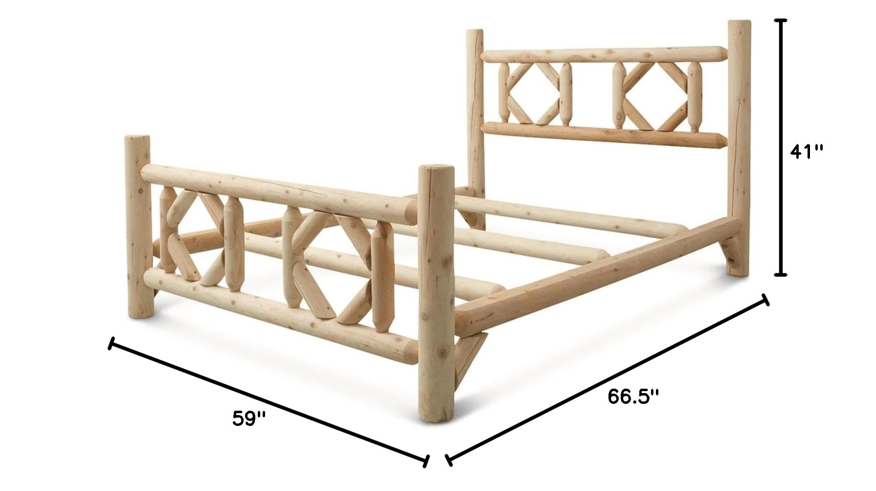 CASTLECREEK Diamond Cedar Log Twin Bed Frame - Rustic Natural Wood Bed with Headboard for Cozy Cabin & Farmhouse Bedroom Decor