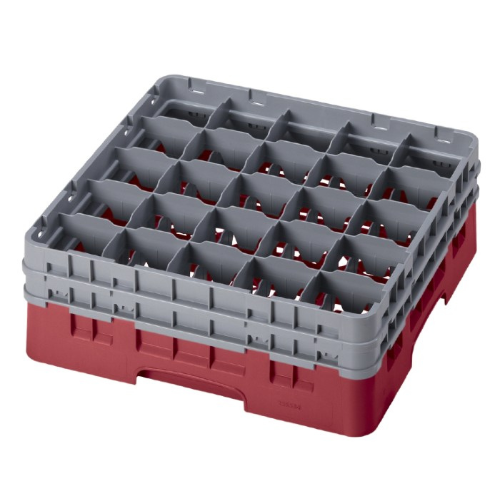 Cambro 25S534416 Camrack Glass Rack - 25 Compartment Dish Organizer for Bars & Restaurants - Cranberry Commercial Kitchen Storage Solution for Glassware & Utensils