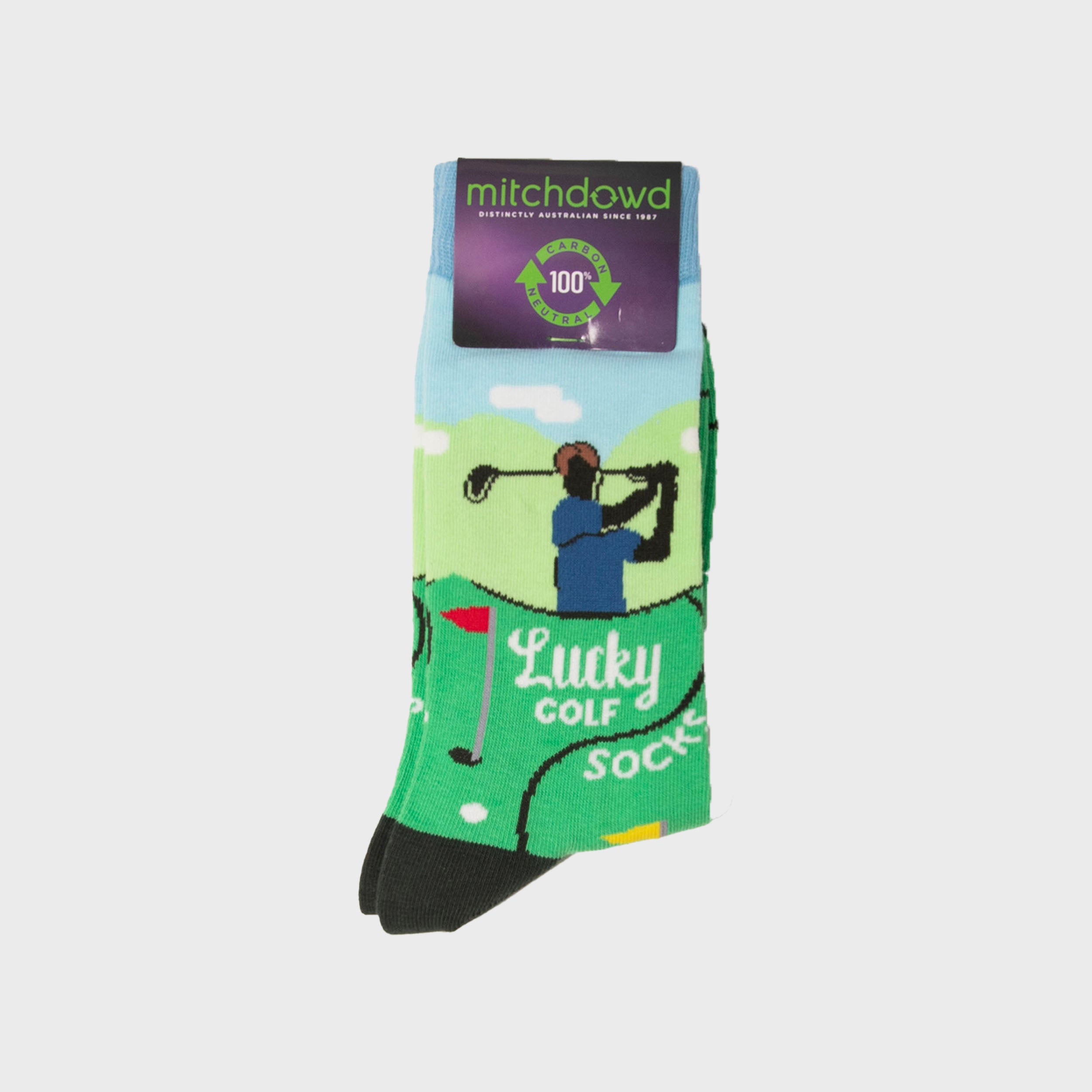 Men's Lucky Golf Cotton Crew Socks - Breathable Comfort for Sports & Casual Wear - Perfect for Golf, Running & Everyday Use (Green)