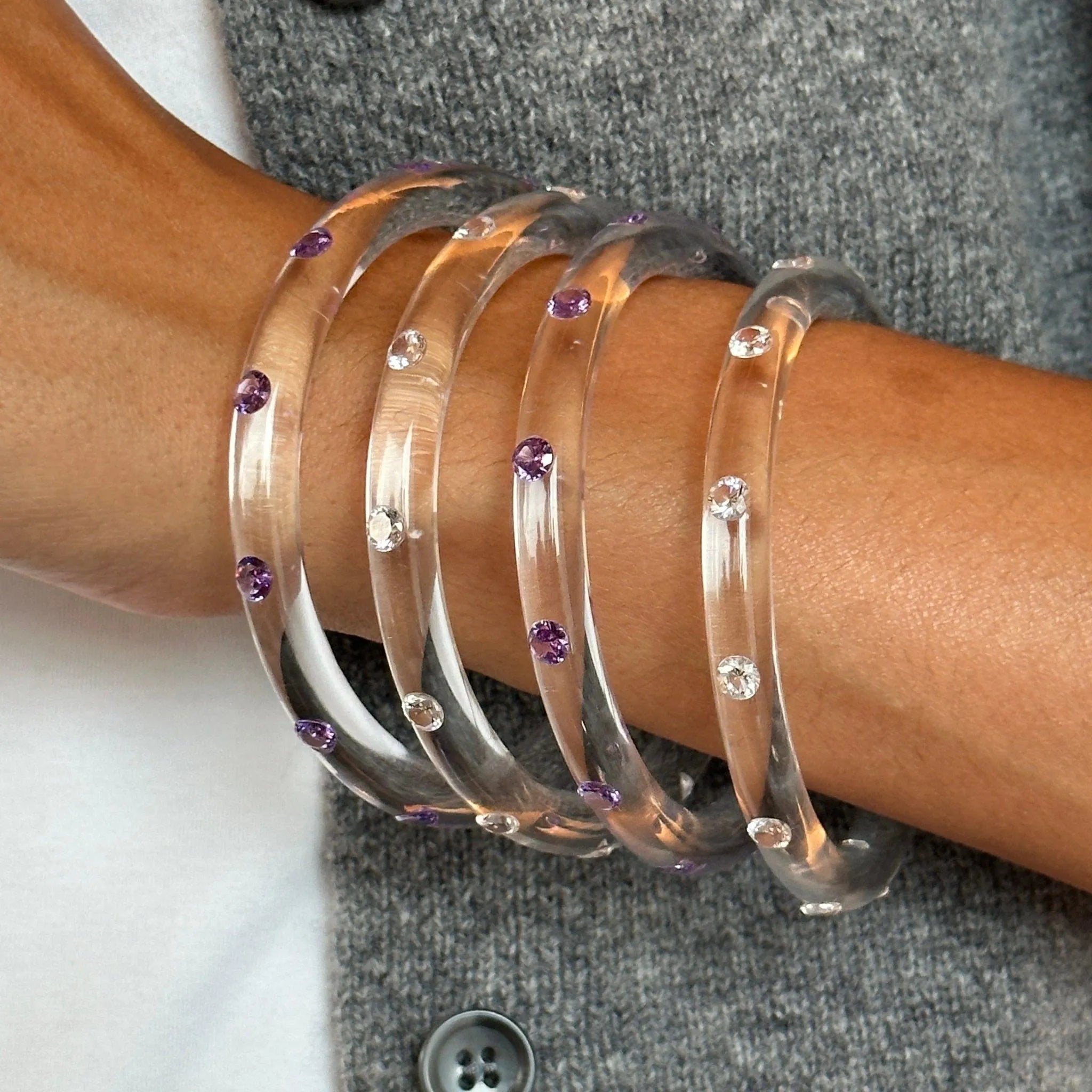 Elegant Thin Lucid Bangle - Clear Acrylic Minimalist Bracelet for Women - Perfect for Everyday Wear, Office & Special Occasions