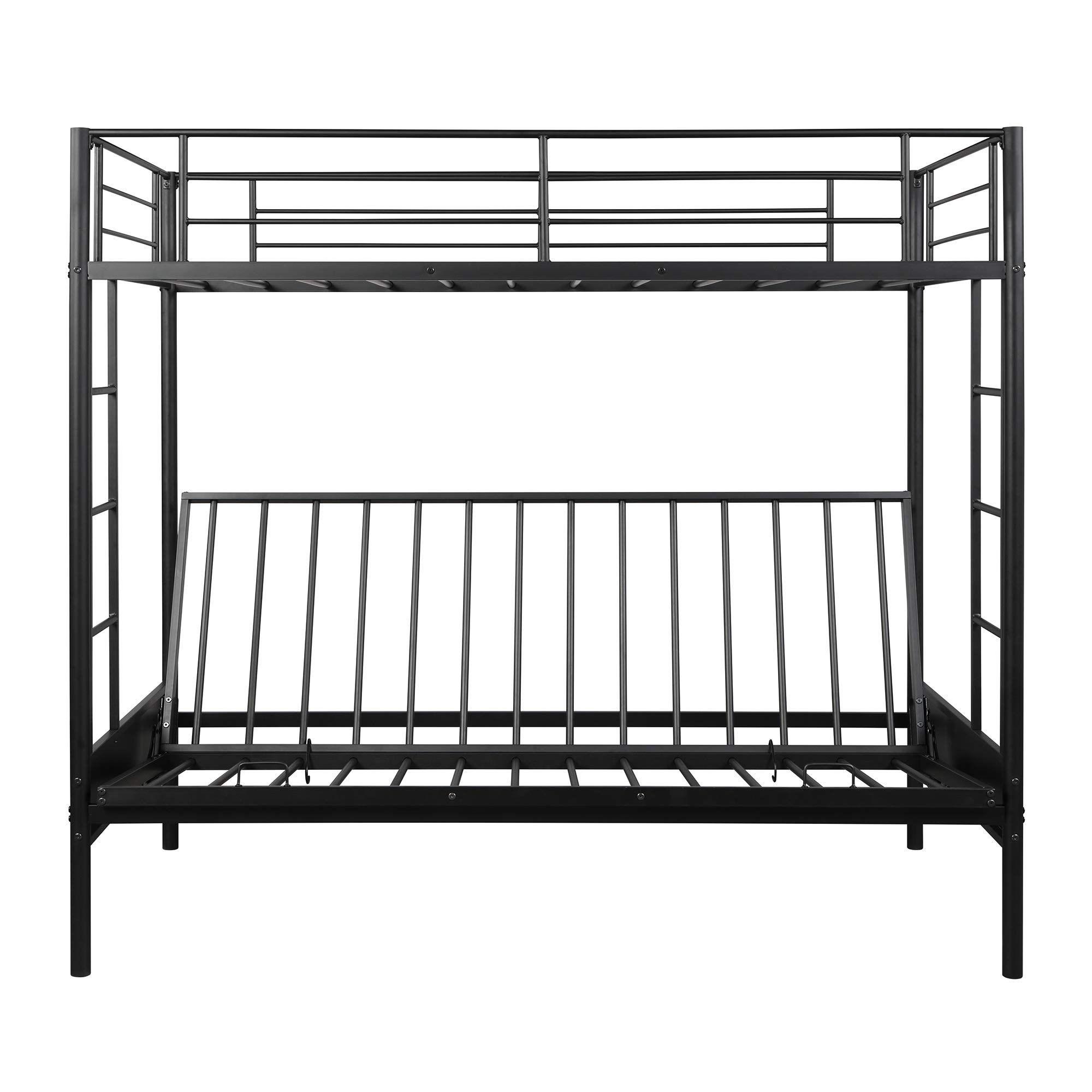 Convertible Metal Bunk Bed - Twin Over Full with Ladders & Guardrail for Kids' Bedroom