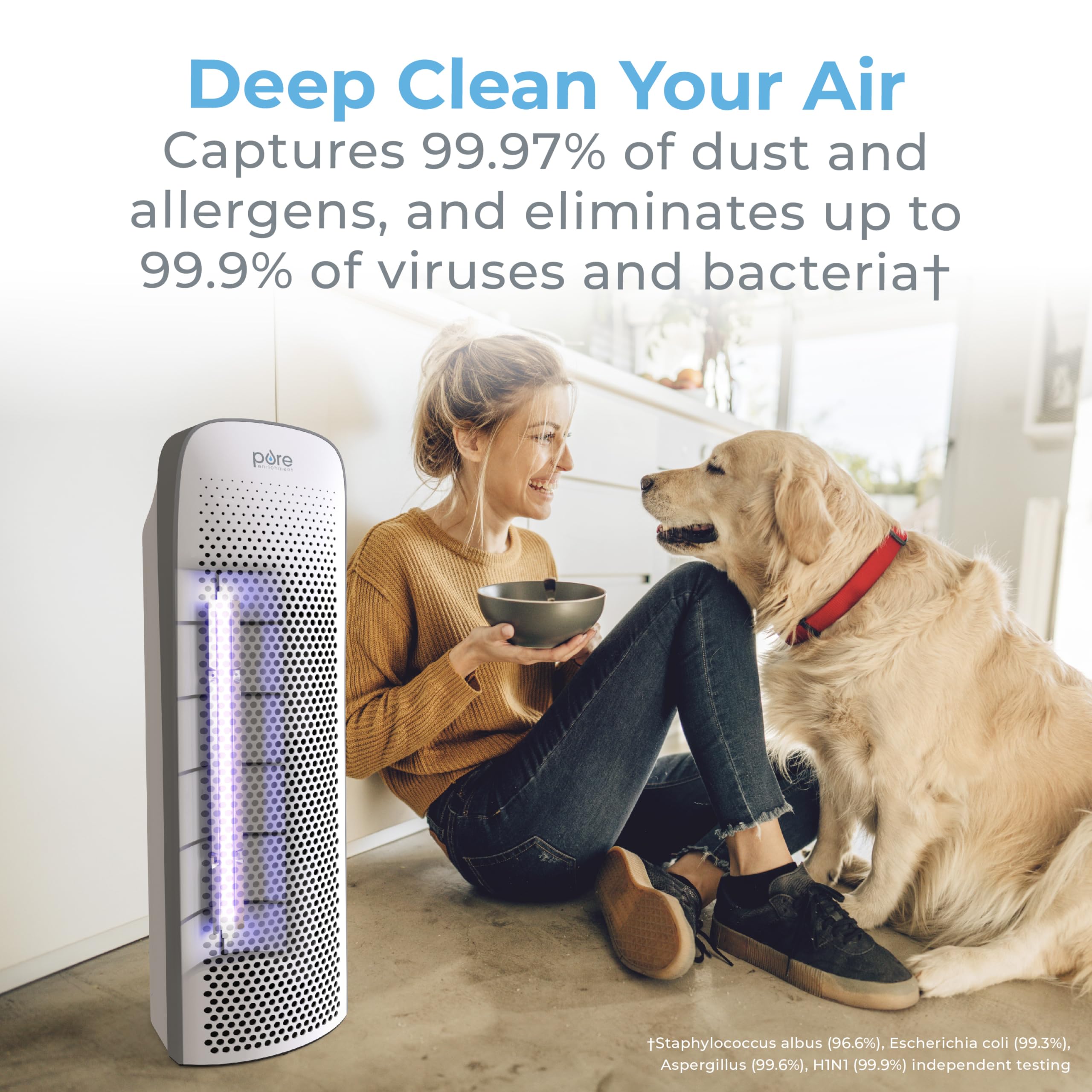 Pure Enrichment PureZone Elite True HEPA Large Room Air Purifier with UV-C Light - 4 Stage Filtration System for Smoke, Pollen, Dust & Bacteria - White | Ideal for Bedroom, Living Room & Office Air Purification