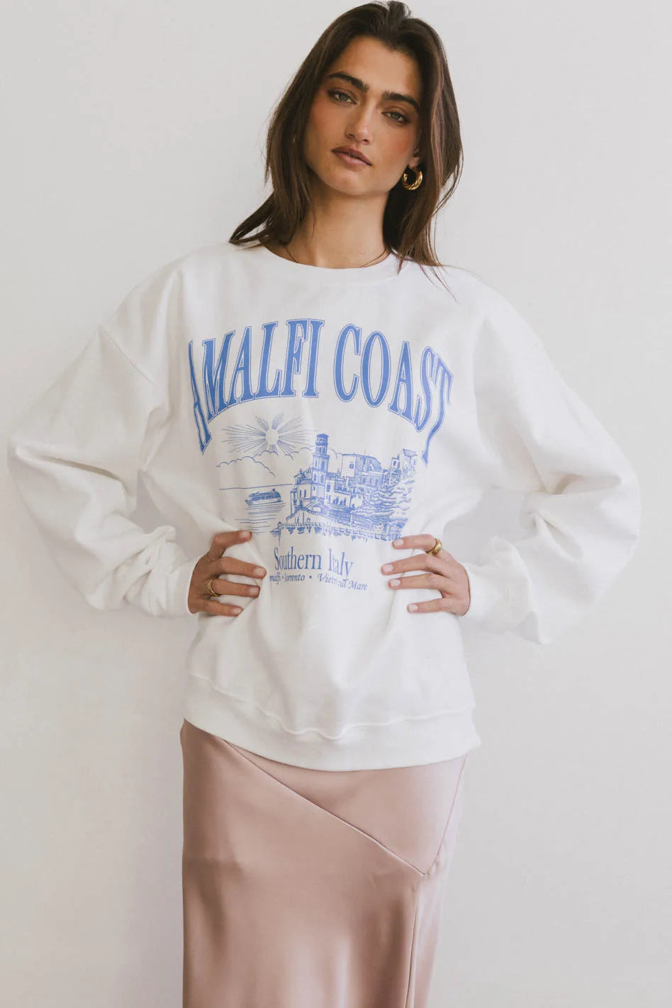 Amalfi Coast Crewneck Sweatshirt - Soft Cotton Pullover for Men & Women | Casual Wear, Travel Outfit, Gift Idea