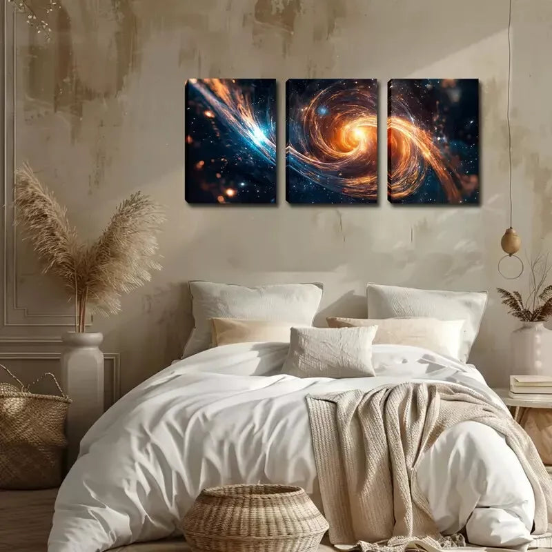 3-Piece Stunning Galaxies Wall Art Set - Framed Canvas Prints 40x60cm (16x24in) - High Quality Space Decor - 100% Australian Made - Ready to Hang - Perfect for Living Room, Bedroom or Office Decor