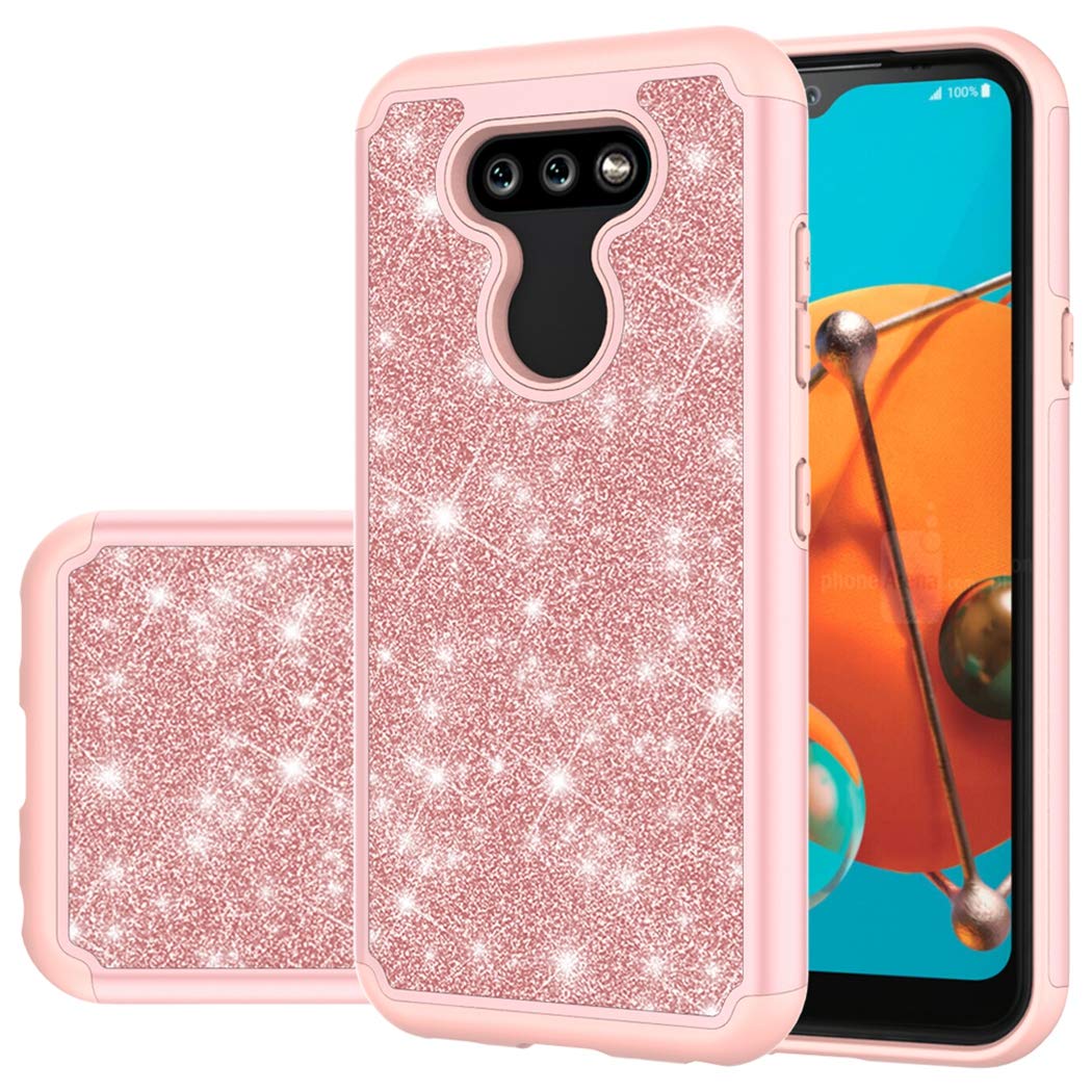 **LG Aristo 5 Plus/Aristo 5+/Risio 4/Phoenix 5/Fortune 3 Heavy Duty Glitter Bling Phone Case - Cute Sparkle Defender Cover for Women & Girls (Rose Gold) | Perfect for Everyday Protection & Style**