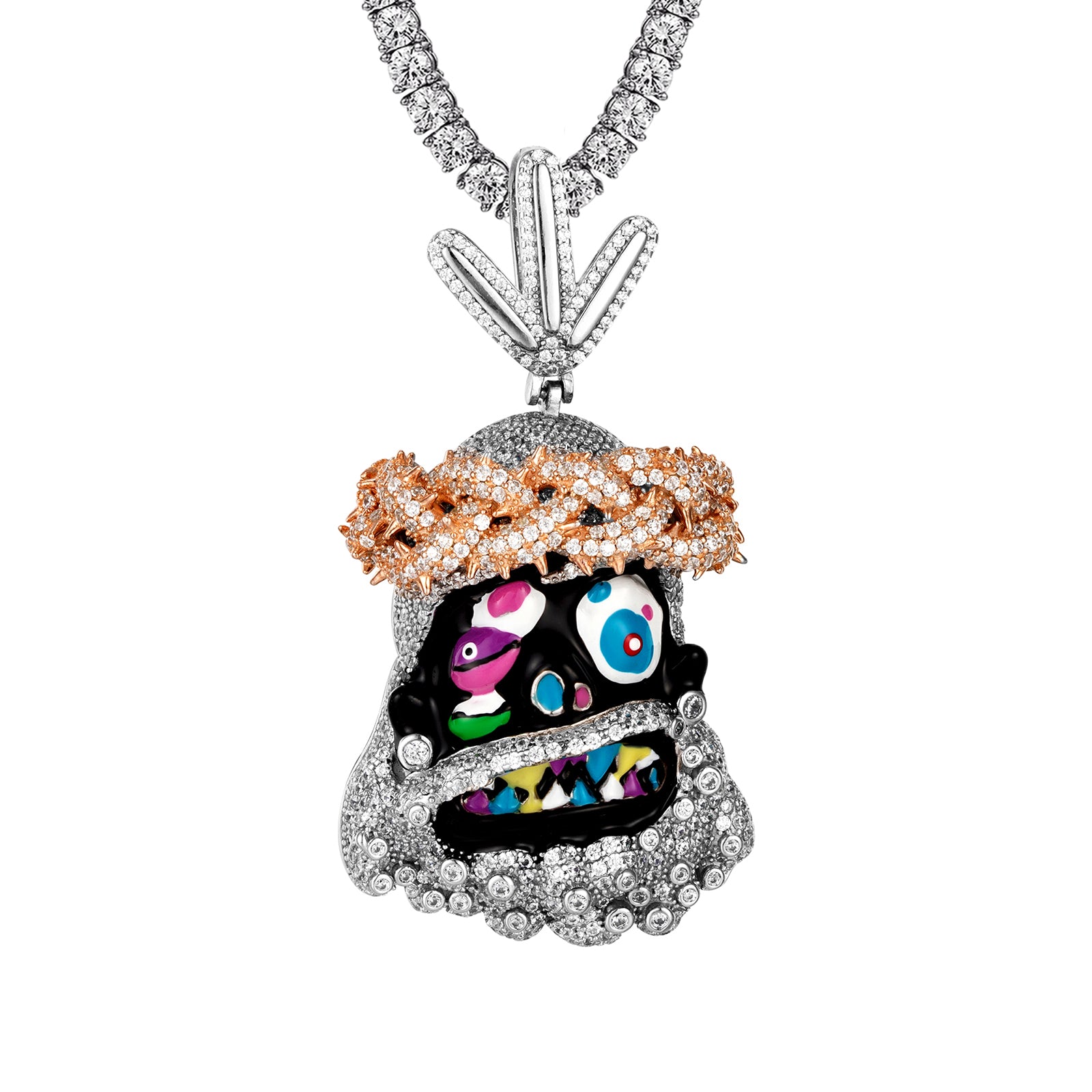 Funny Jesus Face Sterling Silver Pendant with Black Enamel - Religious Jewelry for Men & Women - Perfect for Gifts, Church Events, and Everyday Wear