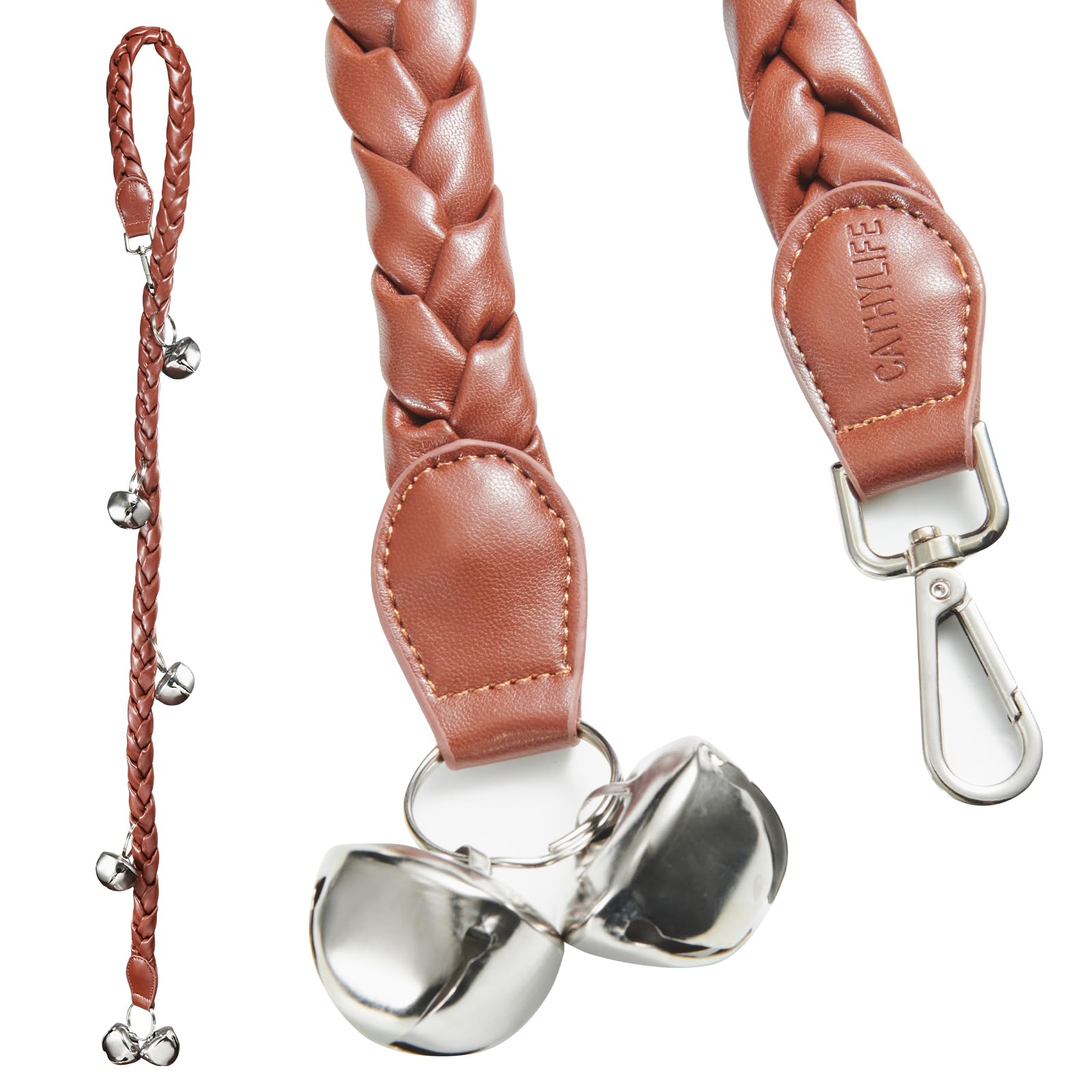 Potty Training Dog Doorbells - Extra Loud Faux Leather Puppy Door Bells for Dog Training, Hand-Woven Dog Bells for Door Knob - Perfect for Housebreaking & Outdoor Pet Supplies (Brown Twist) - Great for Apartments, Homes & Backyard Use