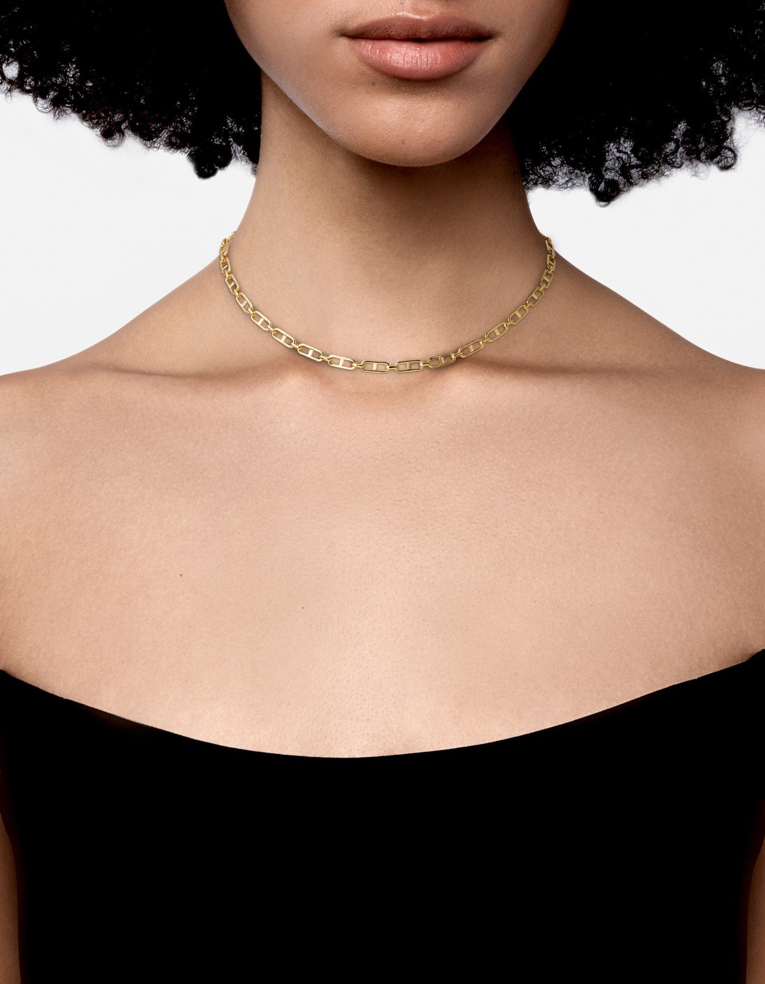Marinero Chain Link Choker Necklace - 18K Gold Vermeil Layering Jewelry for Women - Perfect for Everyday Wear, Date Nights & Special Occasions