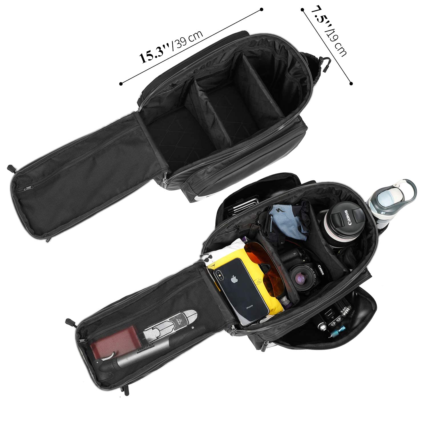 HUNTVP 17L Waterproof Bike Trunk Bag - Rear Seat Pannier for Bicycle Cargo Rack, Commuter Shoulder Bag with Laptop Compartment (Black) | Perfect for Cycling, Urban Commuting & Outdoor Adventures