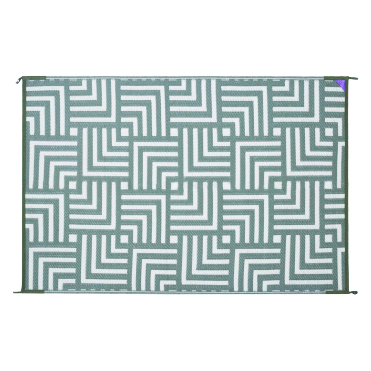 Stylish Camping 274064 4x6 Feet Reversible Plastic Straw Rug - Large Outdoor Floor Mat for RV, Patio, Backyard, Picnic, Beach & Camping - Geometric Design in Olive Green/Beige - Perfect for Outdoor Gatherings, Relaxation and Home Decor