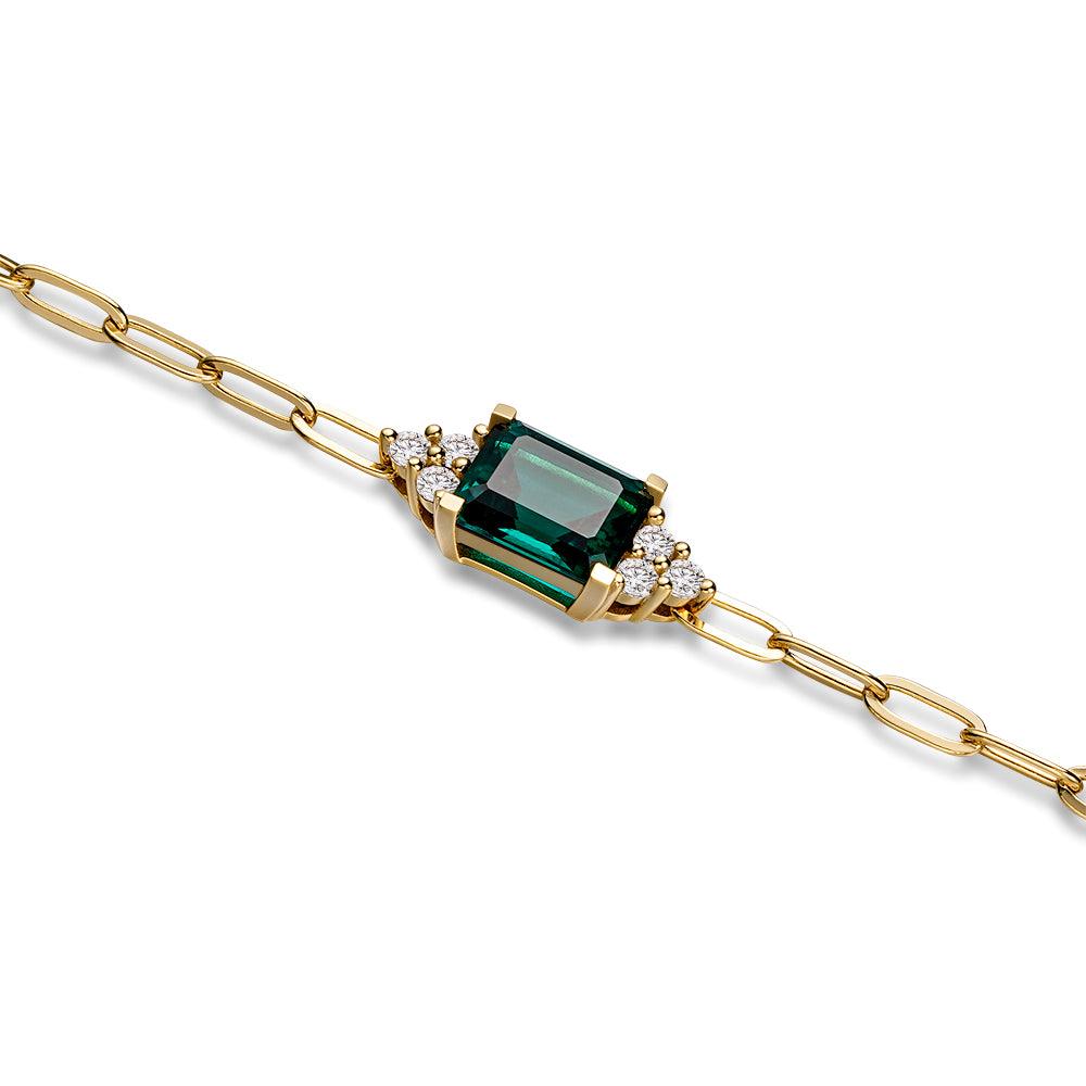4 CT. Emerald Cut Emerald Paperclip Bracelet - Elegant Green Gemstone Jewelry for Women, Perfect for Weddings, Parties & Everyday Wear