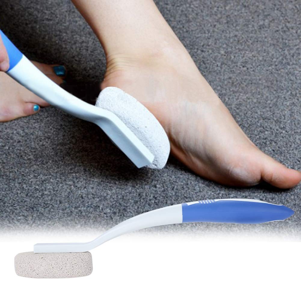 Long-Handle Pumice Stone Brush for Feet - Ergonomic Pedicure Tool for Elderly & Seniors - Callus Remover & Dead Skin Exfoliator for Soft Smooth Heels - Perfect for Home Spa & Foot Care Routine