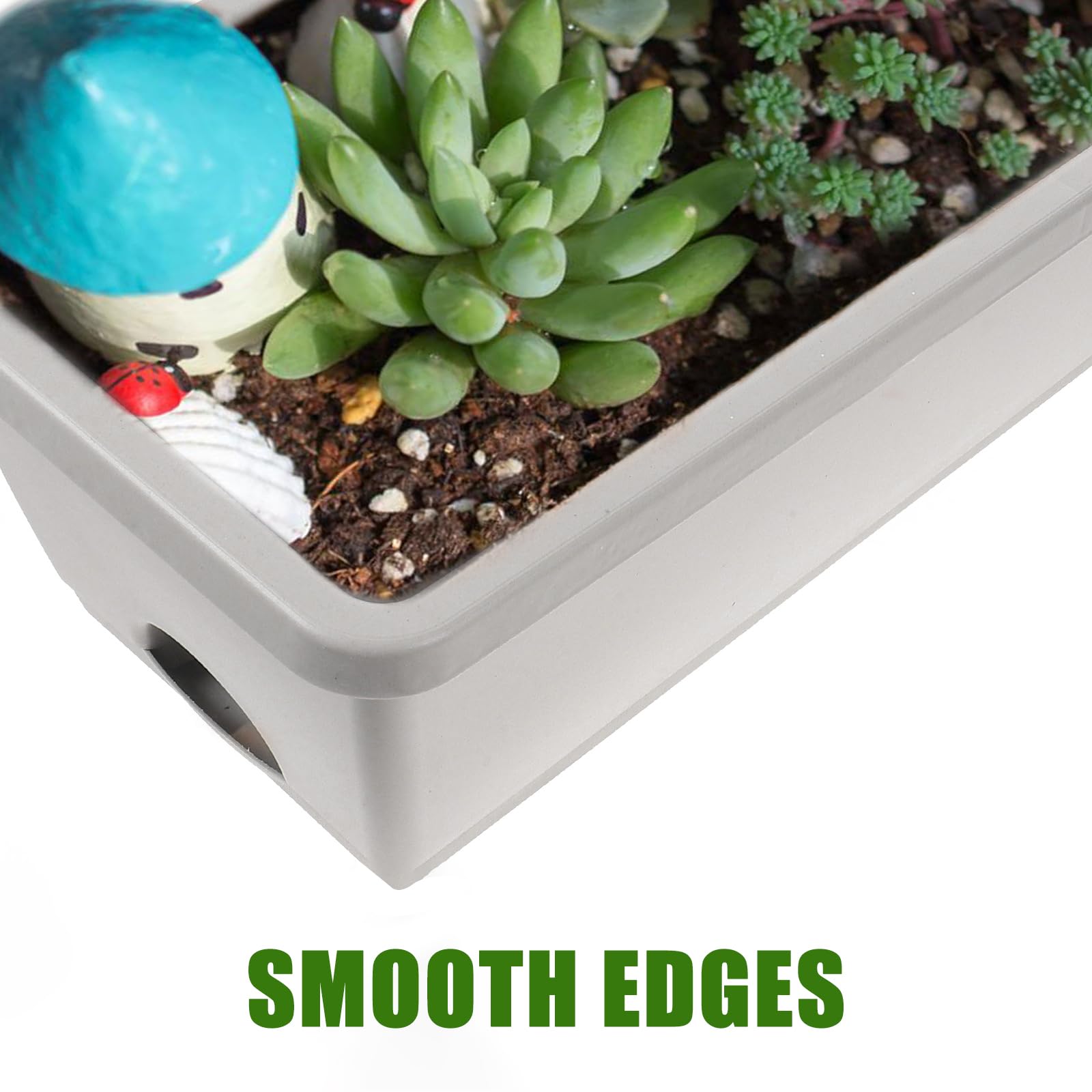 BESPORTBLE 17 Inch Window Box Planter Set of 4 - Rectangle Plastic Flower Pots with Drainage Holes & Trays - Indoor Outdoor Garden Planters for Flowers, Vegetables, Herbs - Perfect for Windowsills, Balconies, Patios & Home Decor