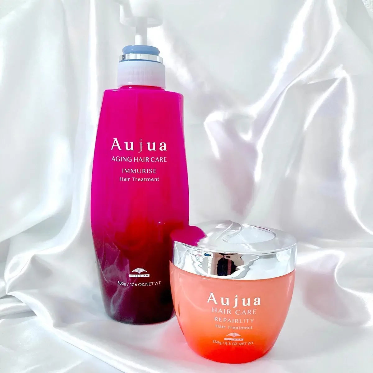 Milbon Aujua Anti-Aging Hair Treatment - Nutrient Rich Hair Care for Damaged & Aging Hair - 150g Professional Salon Treatment for Dry, Brittle Hair - Perfect for Home & Salon Use
