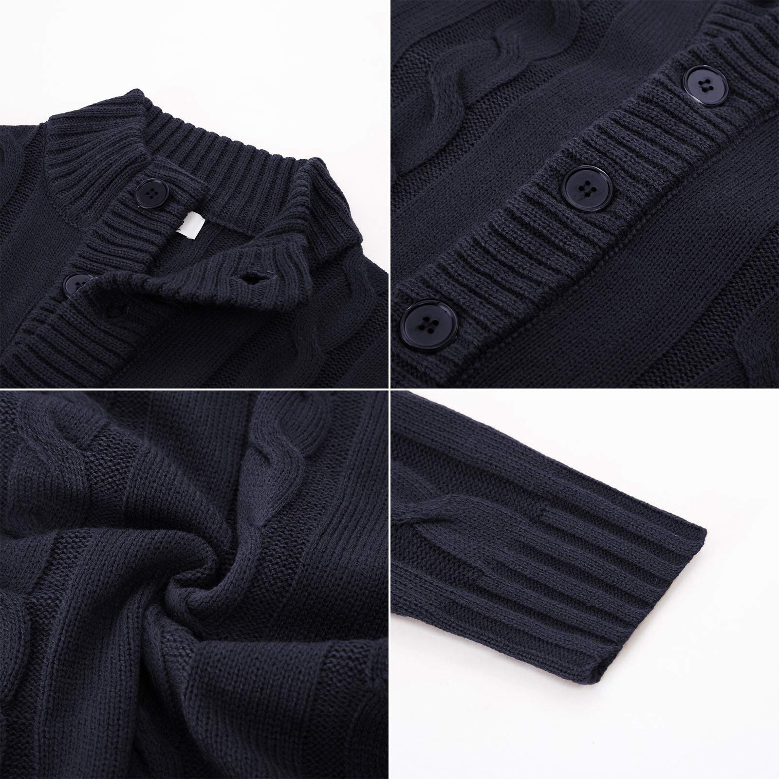 PJ PAUL JONES Men's Stand Collar Cable Knit Button Cardigan Sweater - Warm Winter Pullover for Casual Wear & Office Outfits