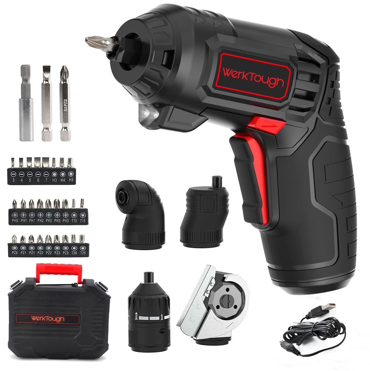 4V Cordless Rechargeable Electric Screwdriver Set - 10Nm Torque, 1500mAh USB-C Fast Charging, 27 Bits & Cutting Head for Plastic/Fabric/PVC/Cardboard | Perfect for DIY Home Repairs, Furniture Assembly & Craft Projects