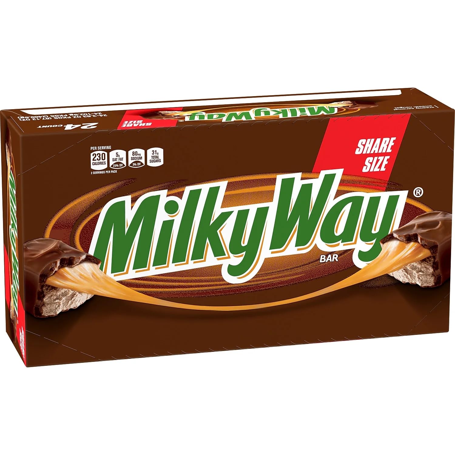 Milky Way Share Size Candy Bars - Bulk Pack of 24 (3.63oz Each) with Caramel, Nougat & Milk Chocolate | Perfect for Halloween, Party Favors, Office Snacks & Gift Baskets