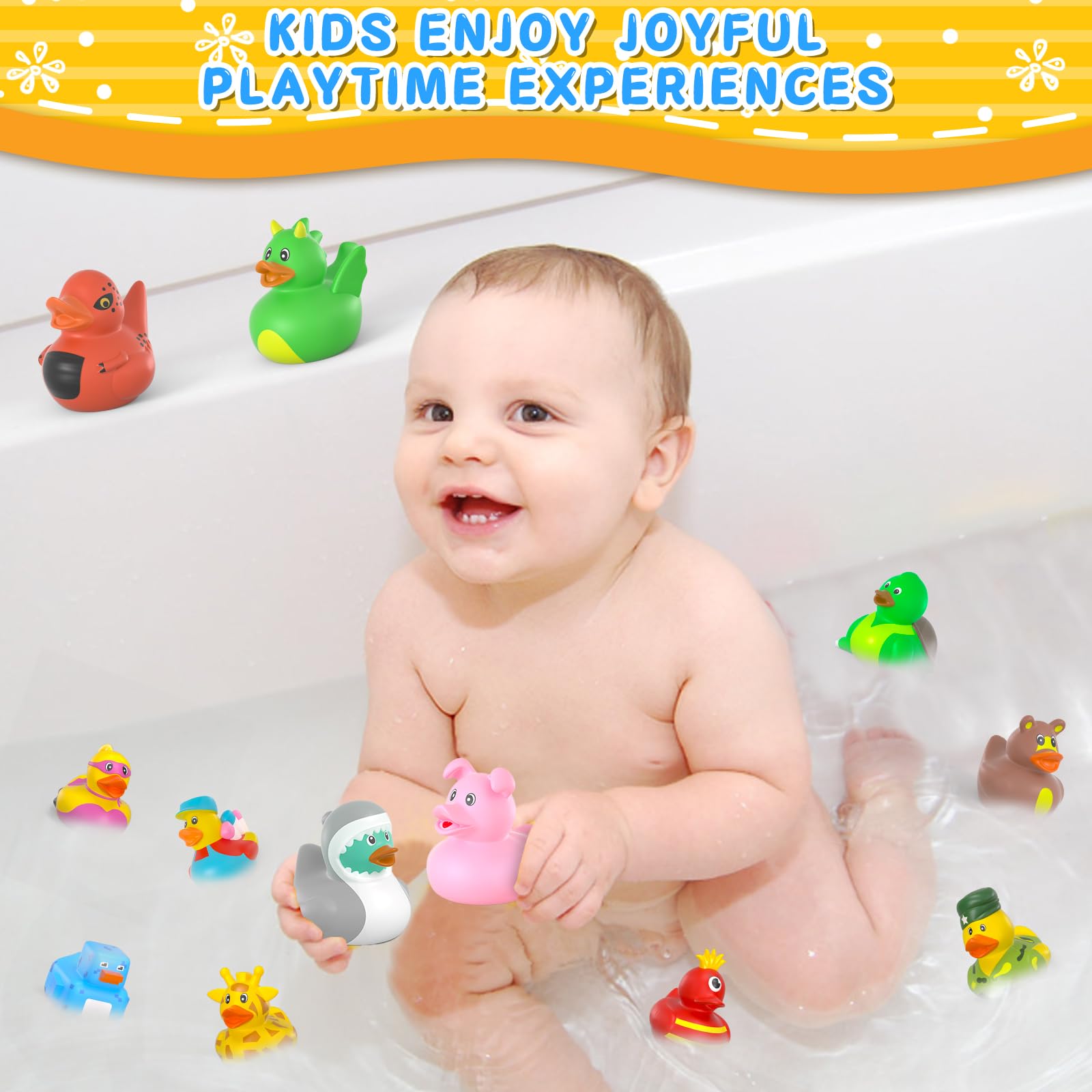 300 Pcs Multicolor Rubber Duck Toys - Jeep Ducks for Ducking, Mini Bath & Pool Toys for Toddlers & Kids, Fun Birthday Party Gifts - Perfect for Bathtime, Pool Parties, Baby Showers & Duck-Themed Events