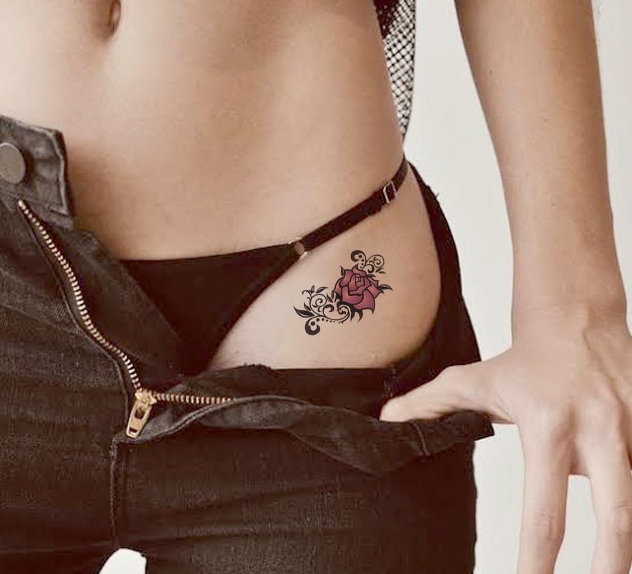 3D Temporary Tattoo Stickers for Men & Women - Waterproof Fake Tattoos with Flowers, Butterflies, Stars & Angel Designs - Dark Desire & Honeymoon Collection (9cm) | Perfect for Parties, Halloween, Cosplay & Body Art