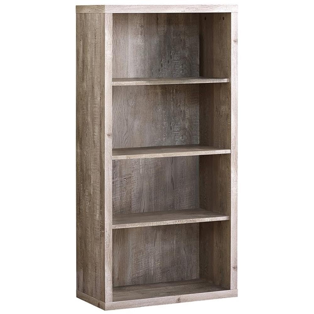 Home Square 4-Tier Adjustable Wooden Bookshelf Set in Taupe Gray (2-Pack) - Perfect for Living Room, Bedroom & Office Storage & Organization