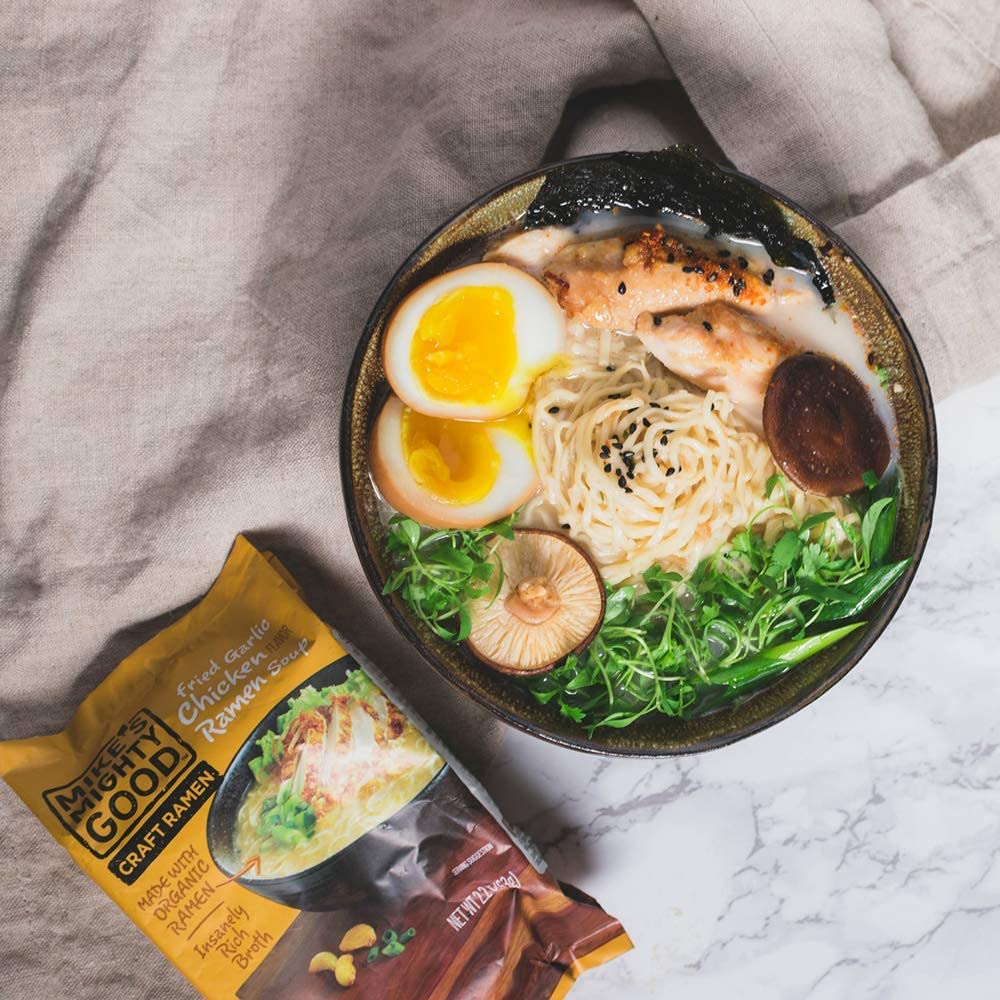 Mike's Mighty Good Ramen Soup - Fried Garlic Chicken Flavor (2.2oz x 14 Pack) | Instant Noodles for Quick Meals, College Dorm Snacks & Emergency Food Supply