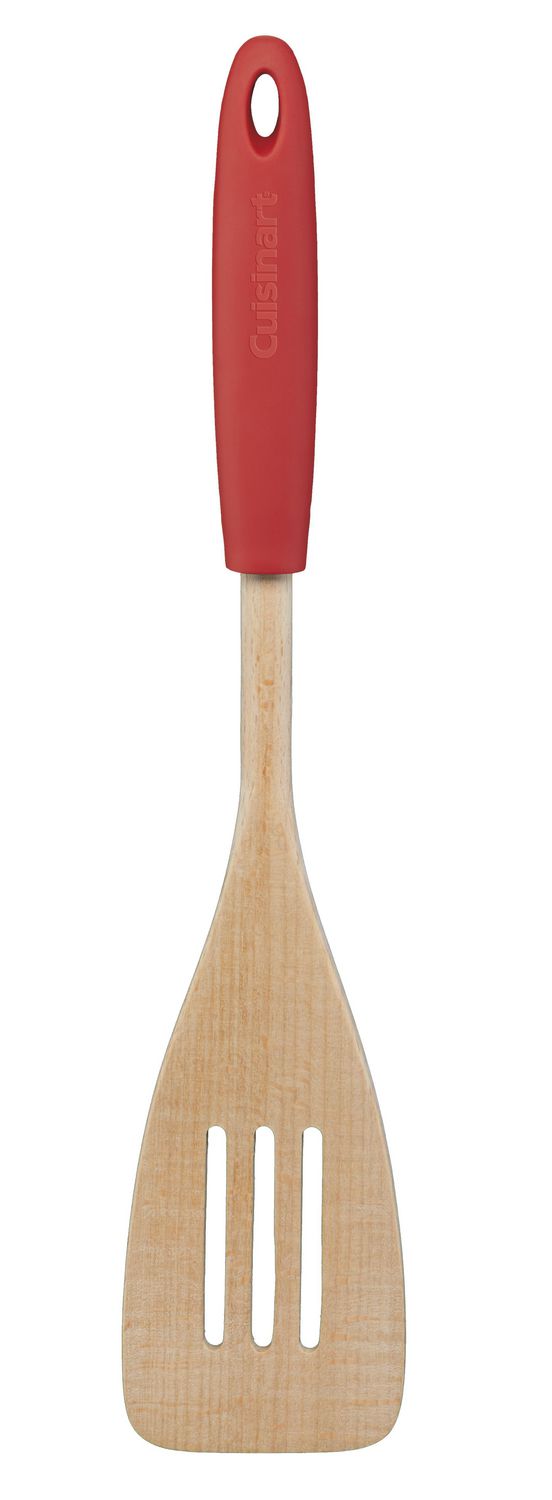 Cuisinart Beechwood Slotted Red Turner - Wooden Spatula for Flipping Pancakes, Burgers & Eggs - Perfect for Grilling, Cooking & Serving - CTG SBEW LTRC
