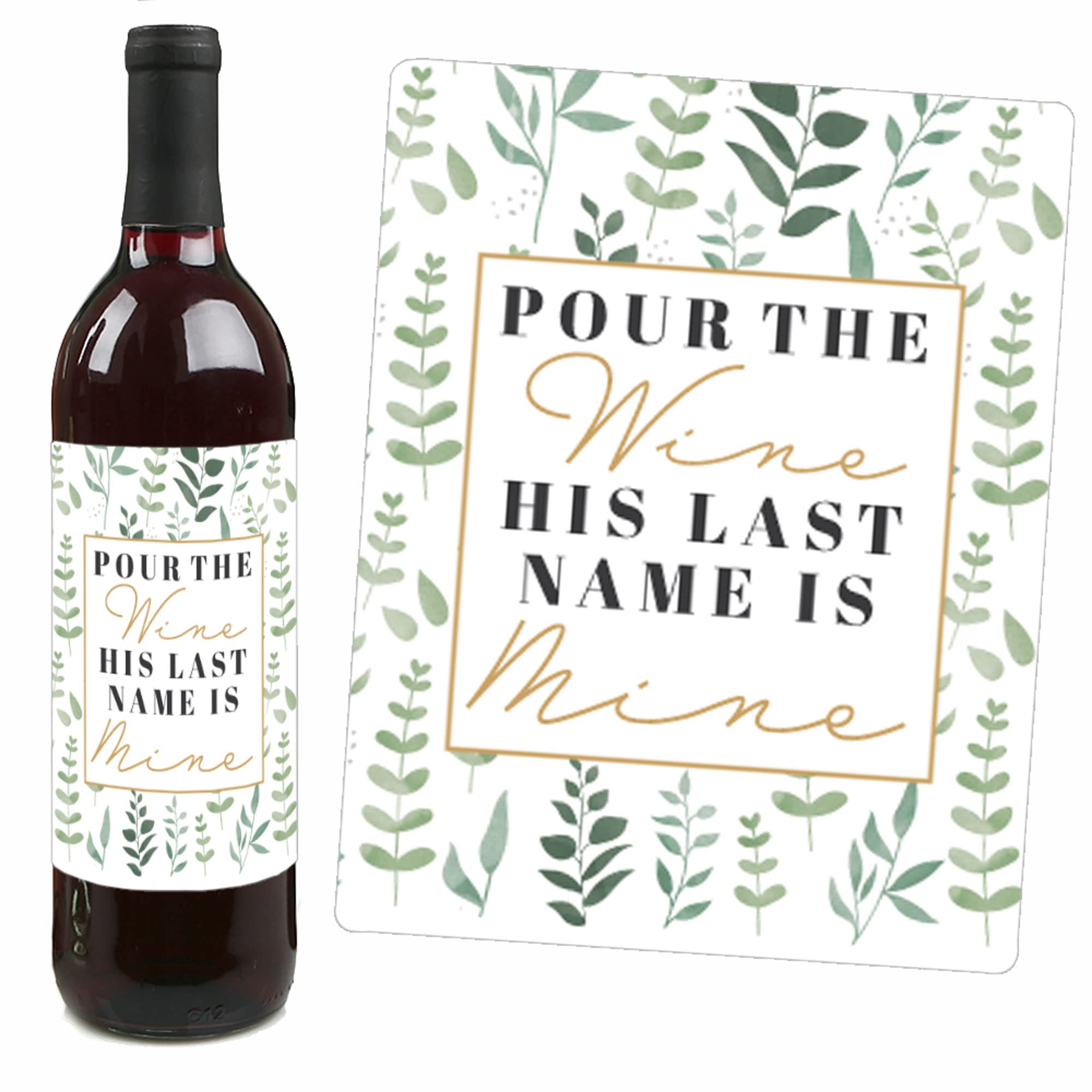 Boho Botanical Bride Wedding Decor - Greenery Bridal Shower Party Decorations for Women & Men - Set of 4 Wine Bottle Label Stickers - Perfect for Wedding, Anniversary & Romantic Events