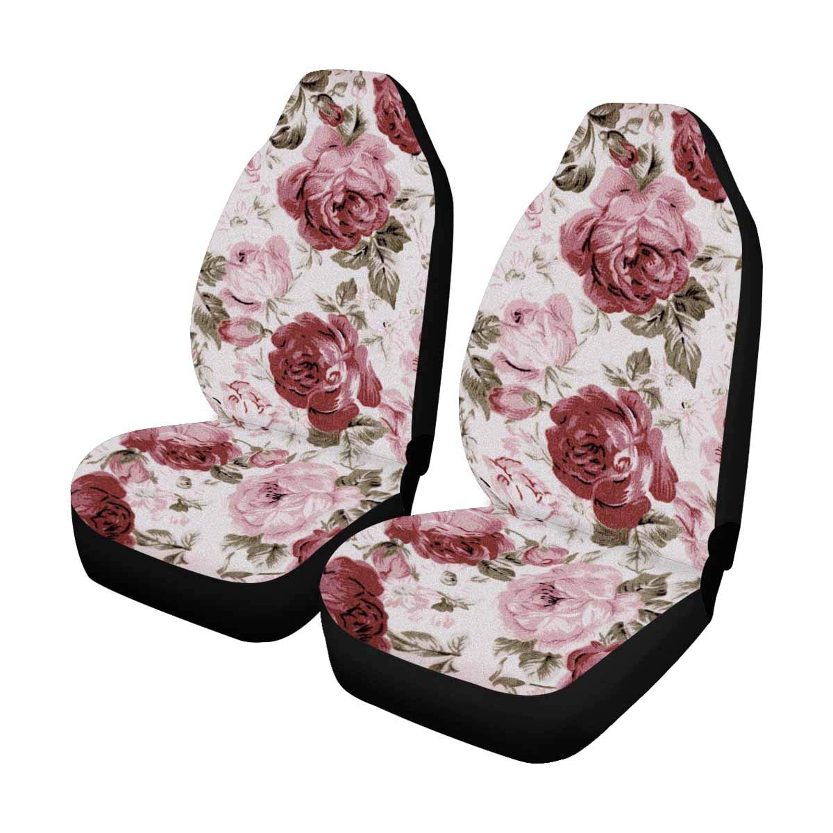 Vintage Red Rose Car Seat Covers 2-Piece Set - Universal Fit Front Seat Covers for Cars, Trucks & SUVs - Soft & Durable Floral Design for Comfort & Style