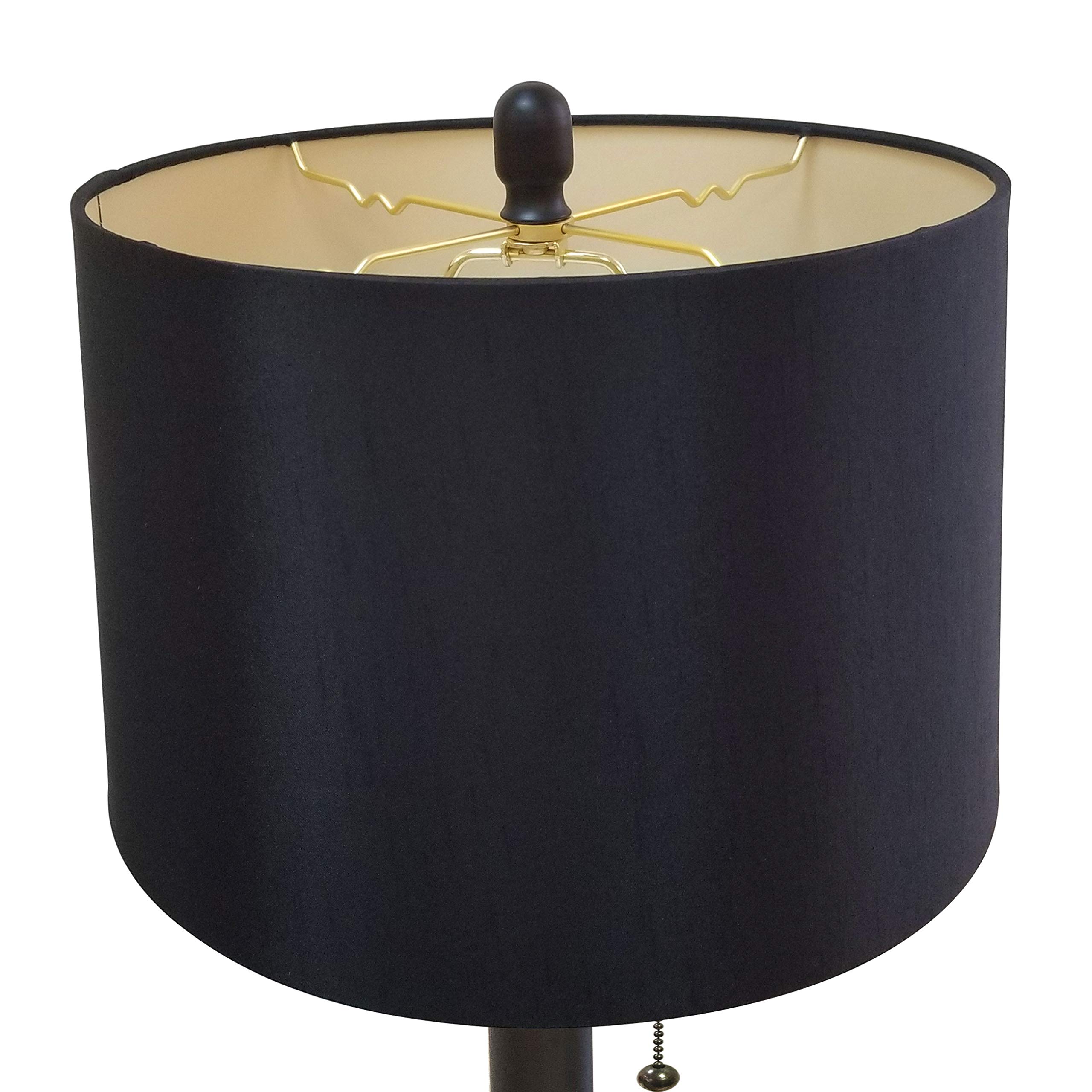 Royal Designs LBO-1005ORB-HB-610-14BLK-2 Oil Rubbed Bronze Lamp Base with Crystal Ball Accents & Black Drum Hardback Shade - Set of 2, Elegant Table Lamps for Living Room, Bedroom, or Office Decor