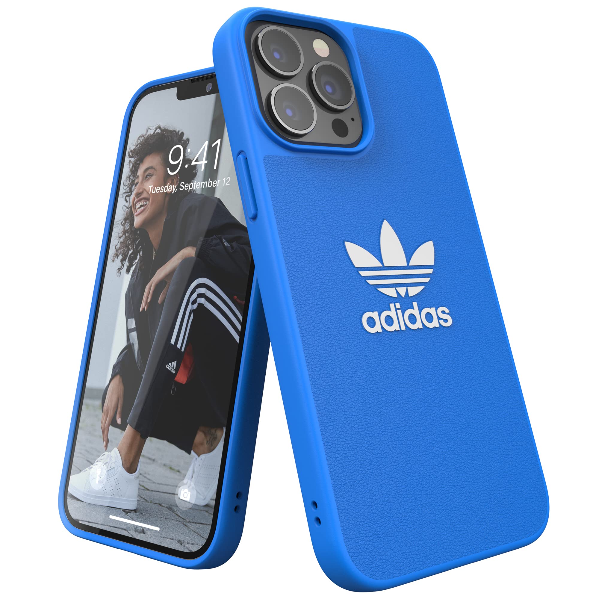 adidas iPhone 13 Pro Max 6.7 Inch Shockproof Phone Case with Raised Edges - Original Protective Cover in Bird Blue - Perfect for Outdoor Sports & Daily Protection