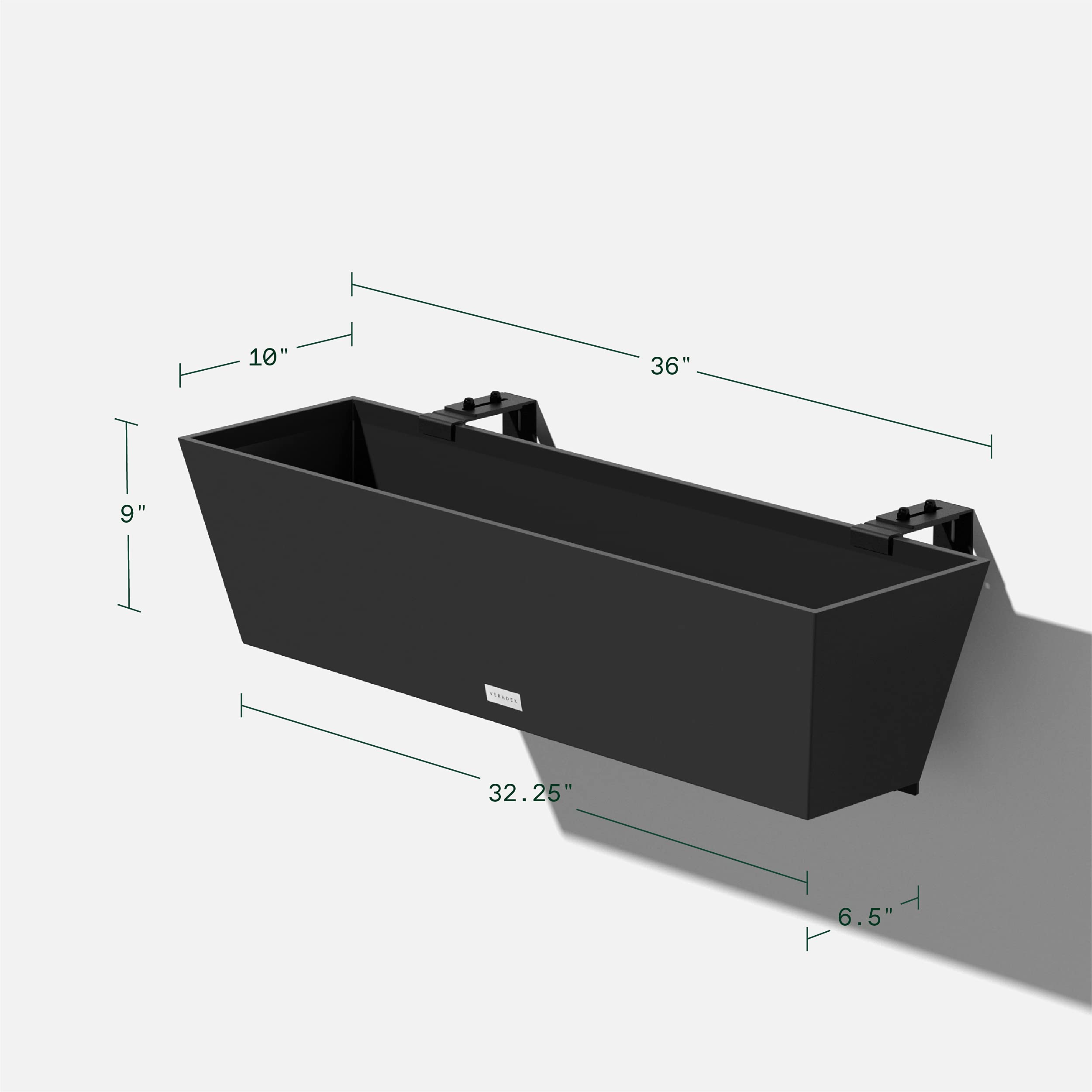 Veradek Pure Series Railing Planter - Durable Plastic Hanging Planter for Outdoor Balcony, Fence & Deck | All-Weather Resistant with Adjustable Brackets | Modern Décor for Flowers, Succulents & Herbs | Perfect for Small Space Gardening & Urban Balcony Decor