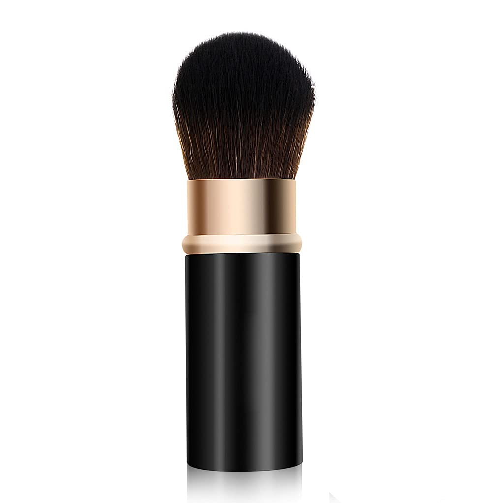 Retractable Kabuki Brush with Cap - Travel Powder & Blush Brush for Flawless Makeup