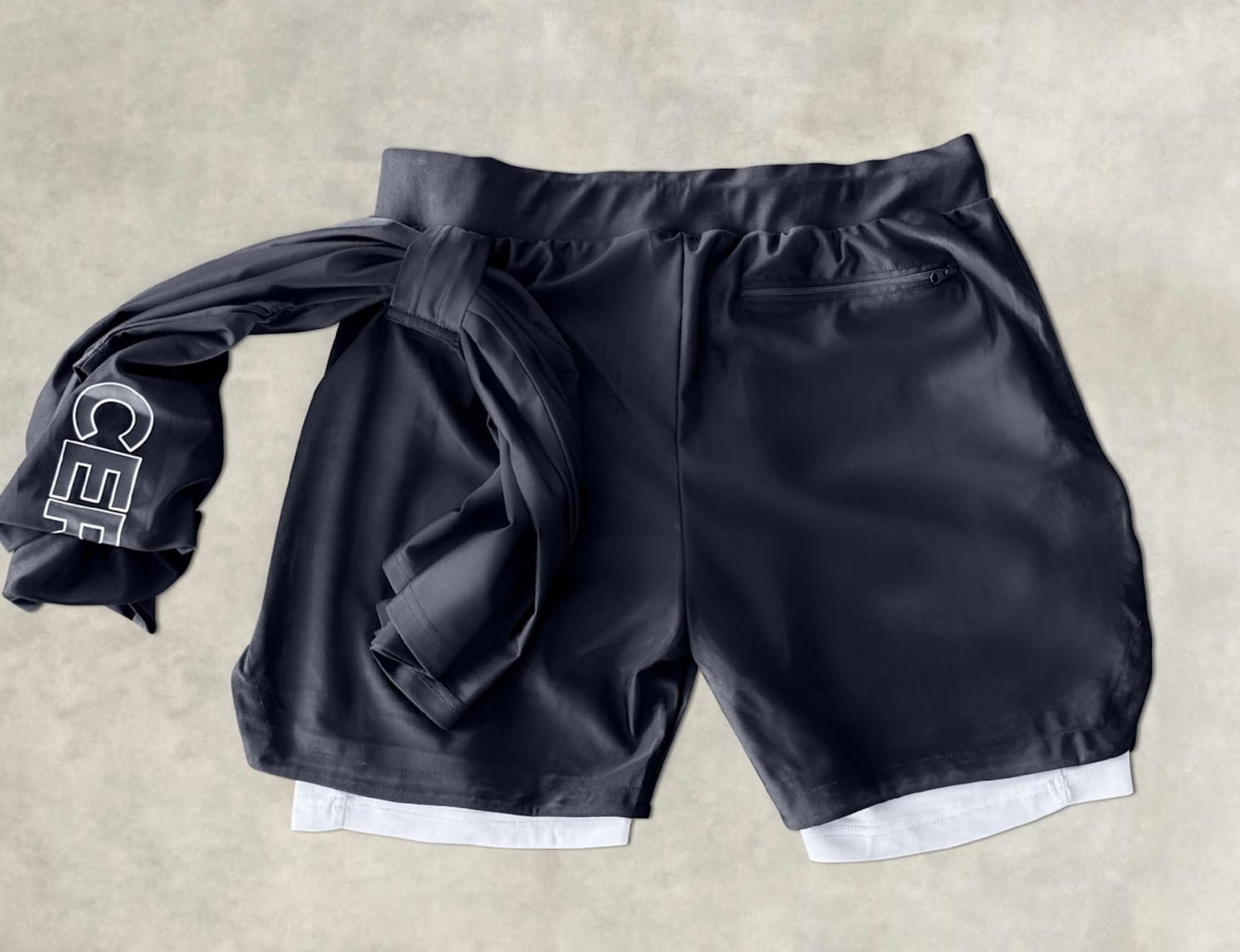 Cerus Black 2-in-1 Running Shorts with Built-in Liner - Men's Athletic Workout Gym Basketball Shorts for Training & Outdoor Sports