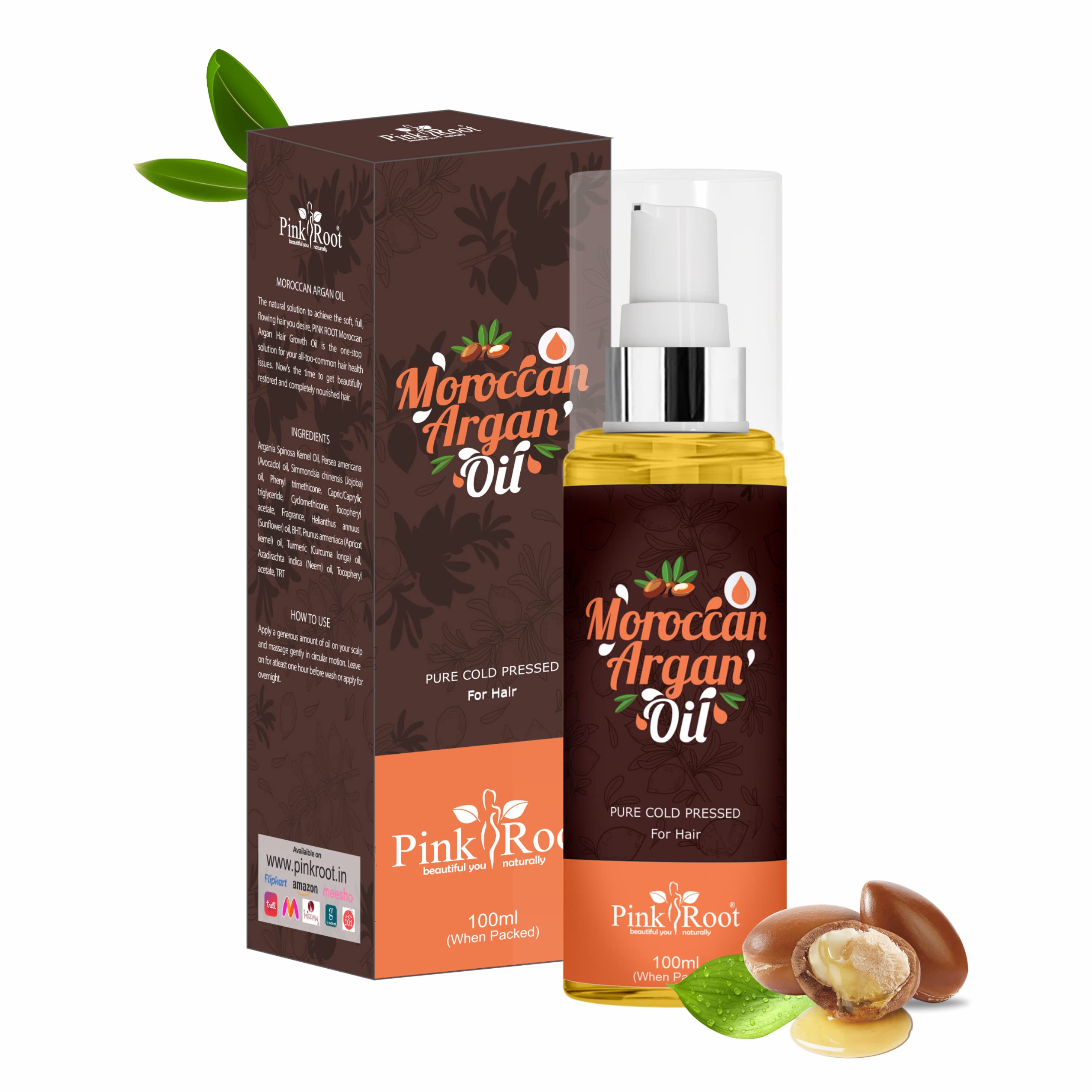 Pure Moroccan Argan Oil for Hair & Skin - 100ml Cold Pressed Organic Treatment - Hydrates, Repairs & Nourishes - Perfect for Dry Hair, Split Ends & Anti-Aging Skincare