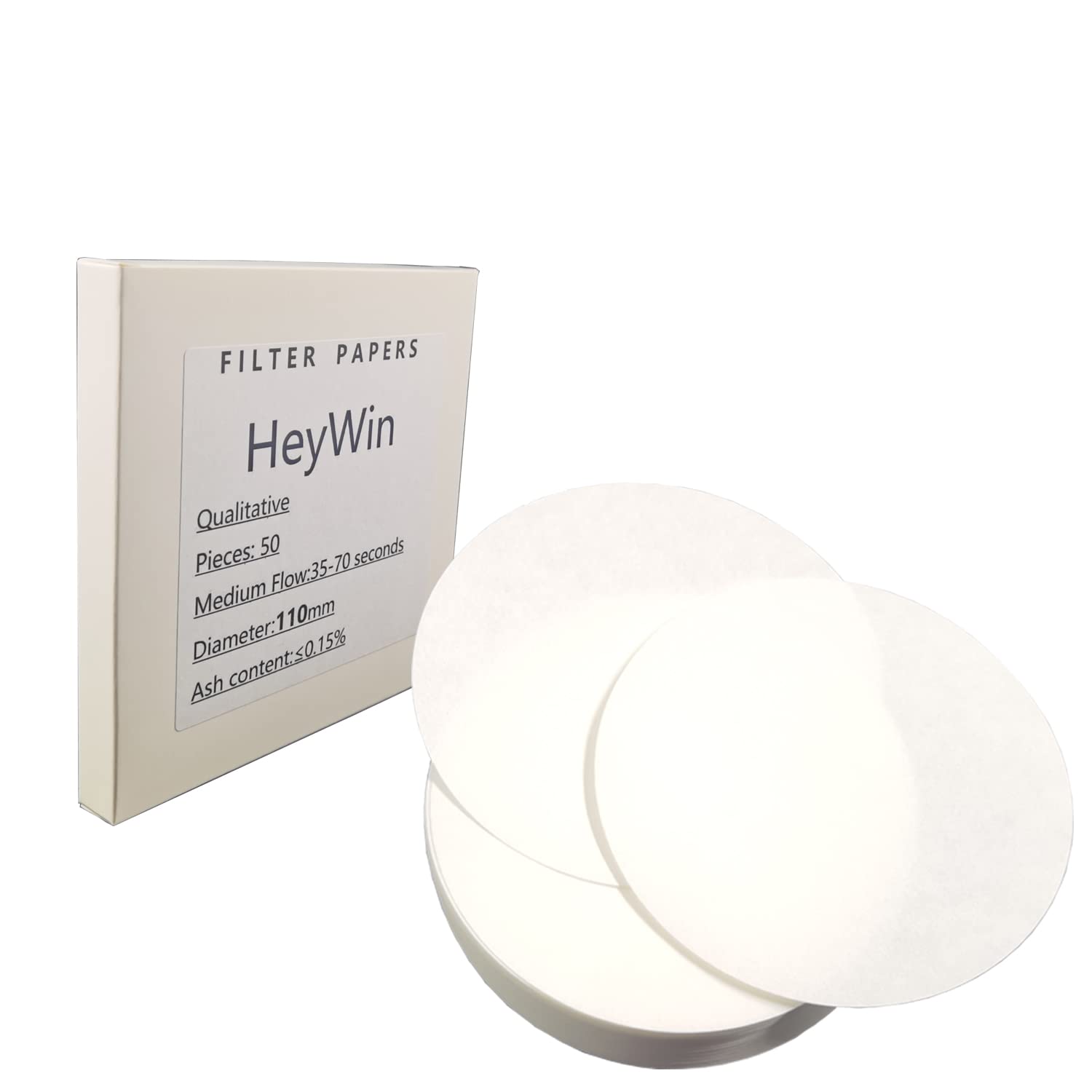 Premium 110mm Qualitative Filter Paper for Chemistry Lab Use - Vacuum Filtration & Funnel Applications (50-Pack) - Ideal for Laboratory Experiments, Water Testing & Scientific Research