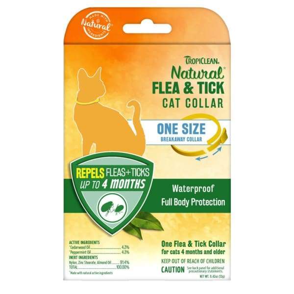 Tropiclean Natural Flea & Tick Collar for Cats – Safe & Effective Flea Prevention – Perfect for Indoor & Outdoor Cats – Lasts Up to 4 Weeks