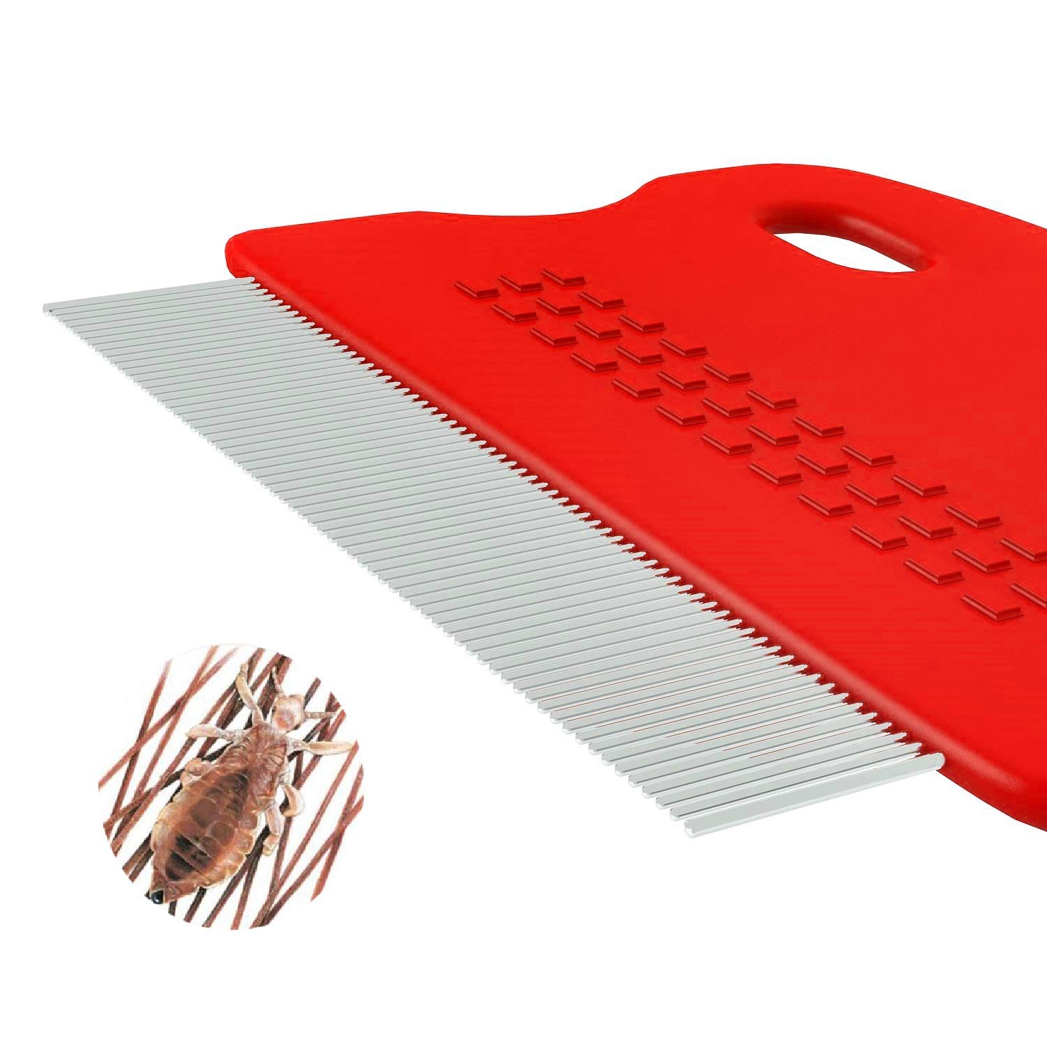 AlexVyan Lice Comb for Head Lice Treatment - Plastic & Metal Nit Remover Comb for Kids & Adults (Red) - Effective Louse & Egg Removal for Home & Travel Use