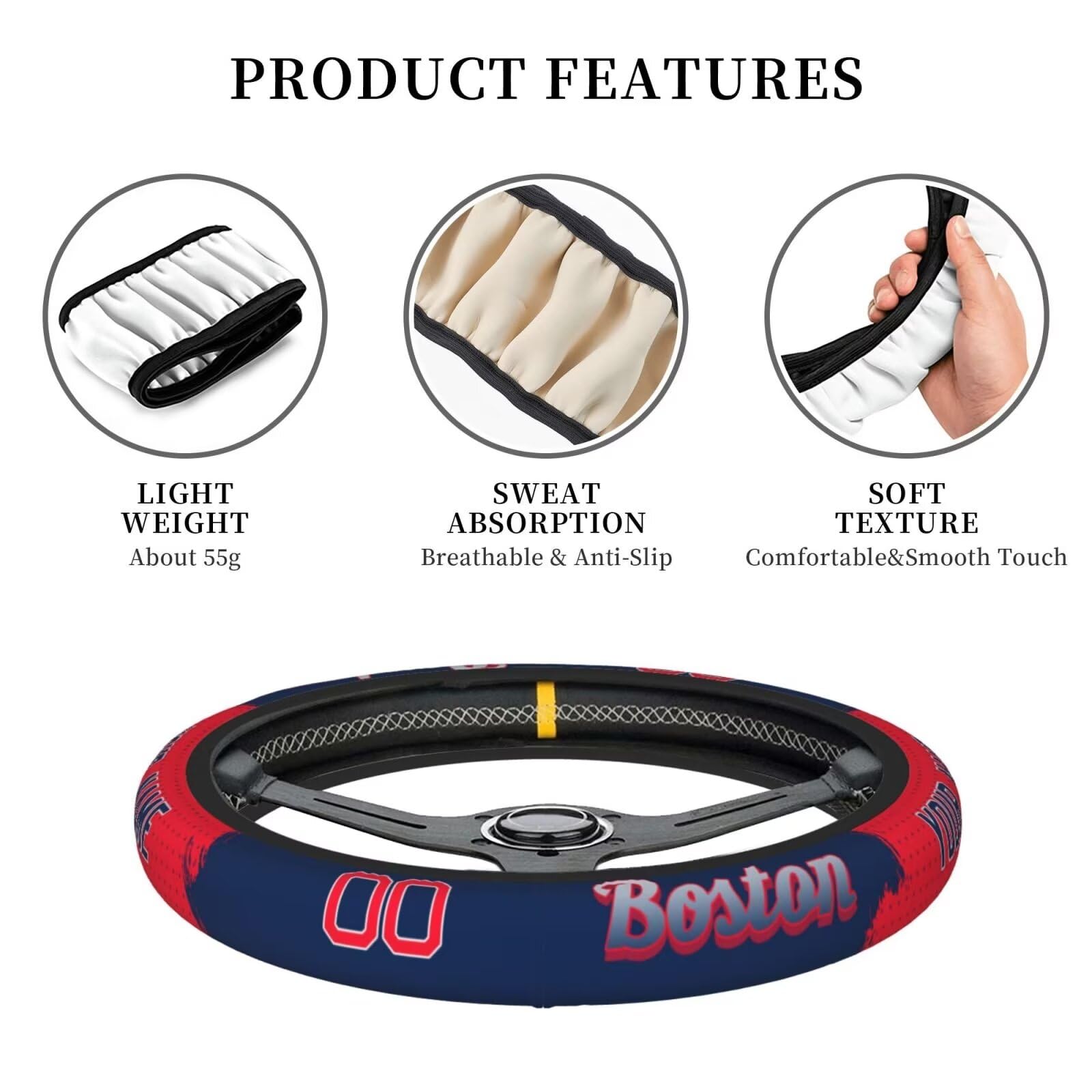 Custom Boston Car Steering Wheel Cover - Anti-Slip 15