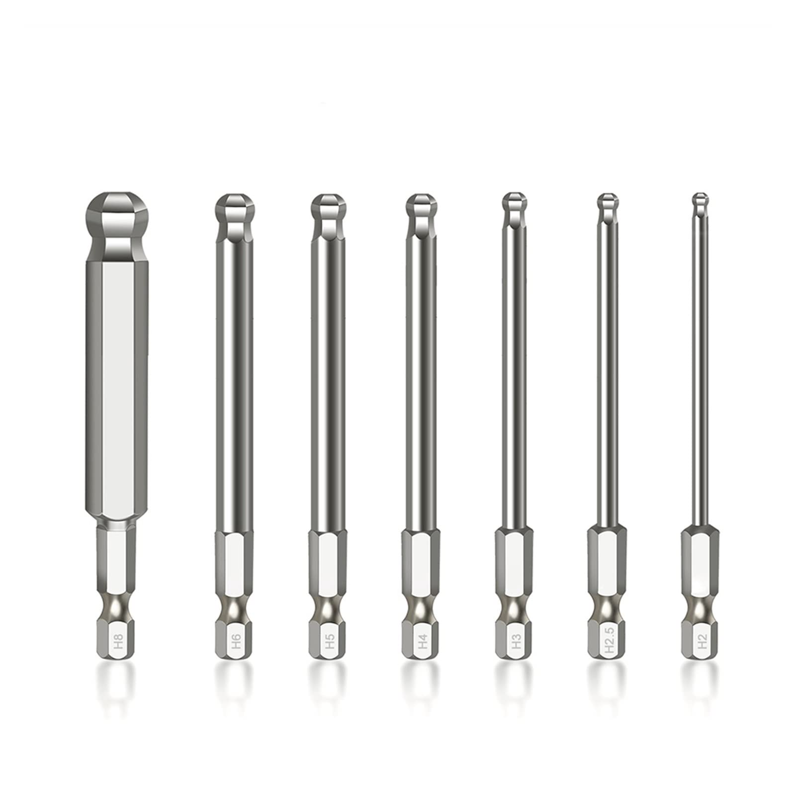 SHOMPY 9-Piece Magnetic Ball End Allen Wrench Drill Bit Set - Metric Hex Key Screwdriver Bits (H1.5-H10, 100mm Length) - Perfect for Automotive Repairs, Furniture Assembly & DIY Projects